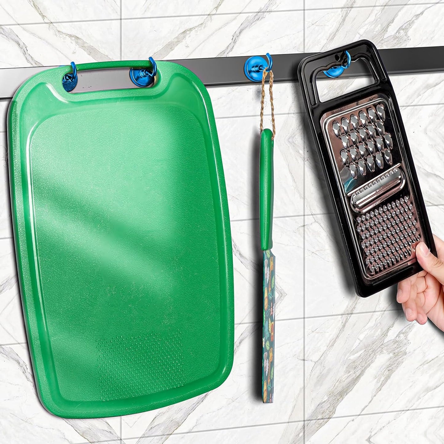 Heavy Duty Neodymium Magnetic Hooks - 10 Pack, 110 lbs Capacity, Rust-Proof Blue Magnets for Versatile Hanging Solutions in Kitchen, Garage, and Cruise Use