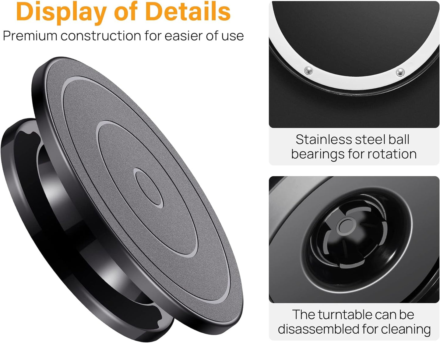 11 Inch Rotate Turntable Sculpting Wheel Revolving Cake Turntable Black Painting Turn Table Lightweight Stand for Paint Spraying Spinner, Cake Decorating, Displaying Item
