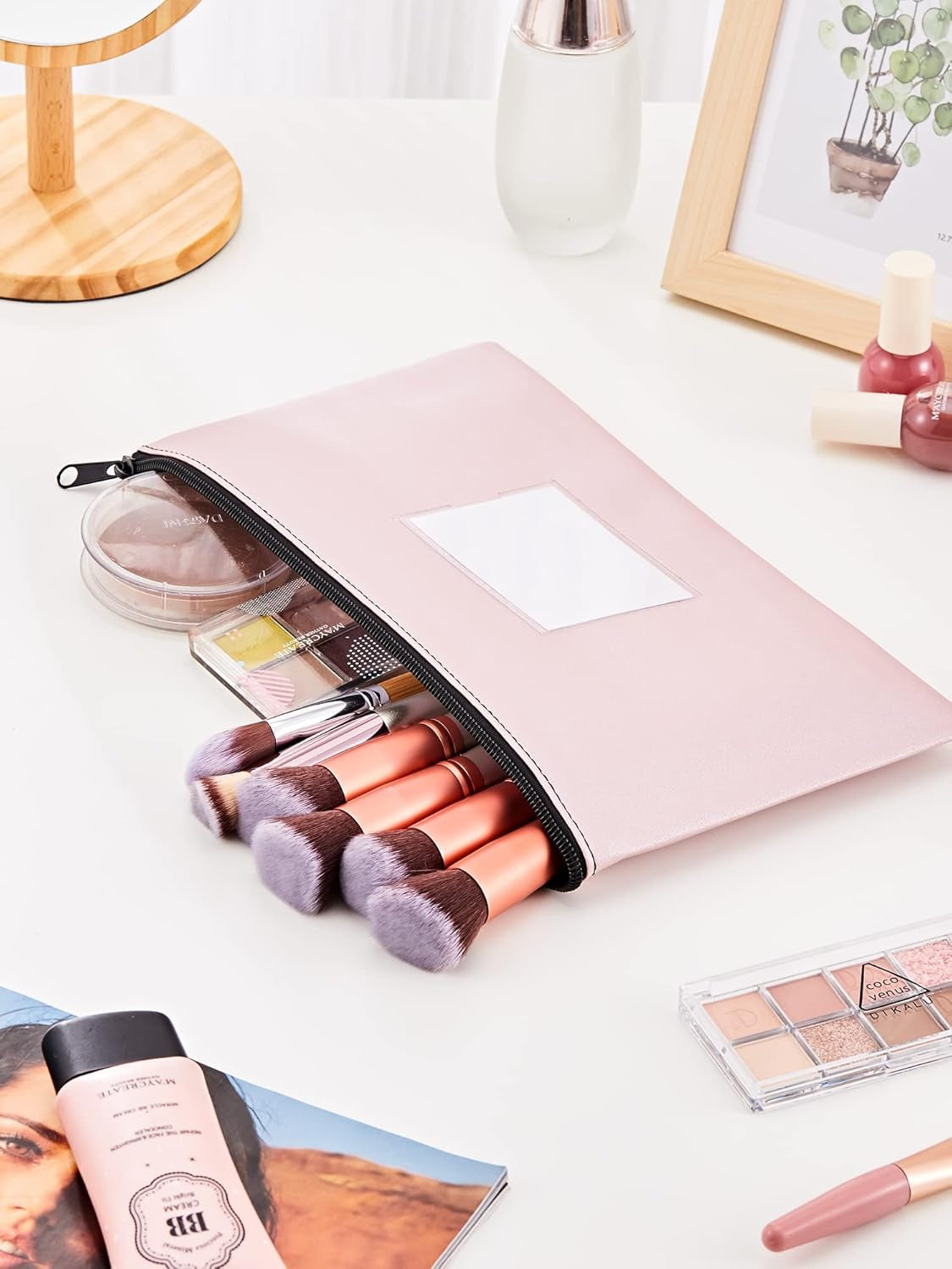 5-Pack Money Bags with Zipper, PU Leather Bank Deposit Bags, Waterproof Money Pouch for Organize Cash, Coins, Cosmetics, Invoice, Bills, Tools, 11.5 X 6.2 Inches, Light Colors