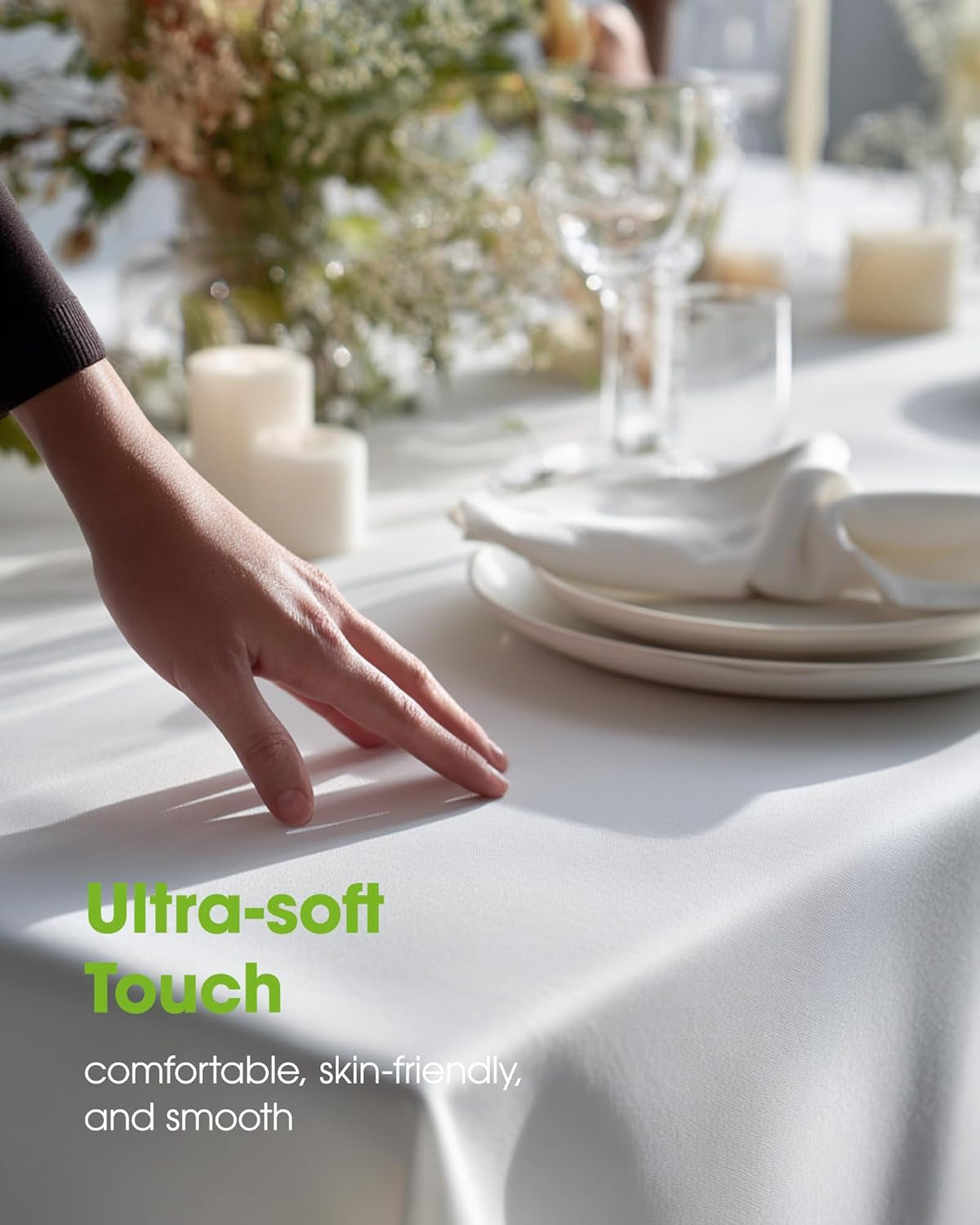 Rectangle Table Cloth 60" X 84" – Durable Polyester Tablecloth Offers Reusable & Washable Protection, Ideal for Outdoor Party, Picnic, Wedding, Banquet and Birthday, 1 Pack, White