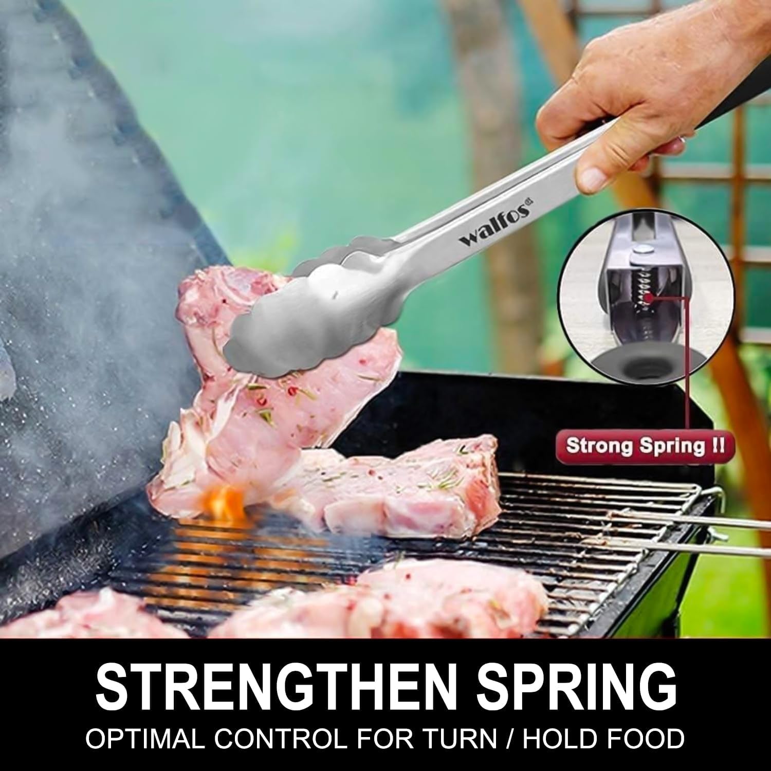 17 Inch Extra Long Grill Tongs, Ultimate Stainless Steel BBQ Tongs for Grilling, Cooking, Bbq/Barbecue, Buffet and Turning Food