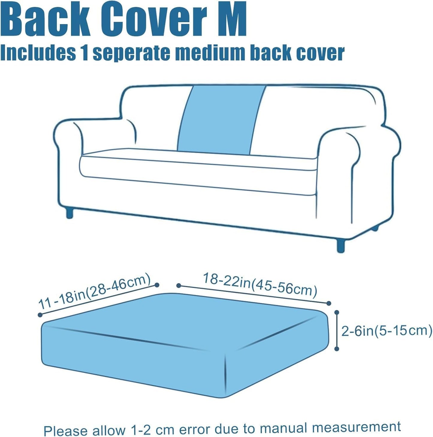 Waterproof Couch Cushion Covers, Stretch Jacquard Thick Sofa Cushion Covers, Washable Seat Slipcover Elastic Furniture Protector for Pets, Kid (Back Cover M, Dark Grey)
