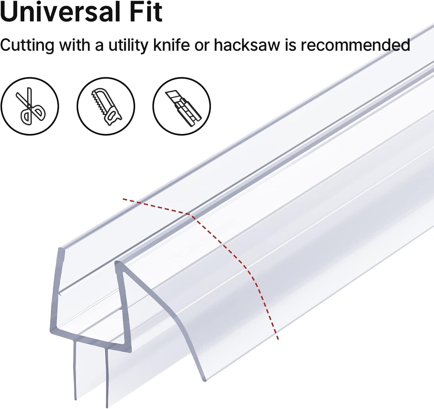Shower Door Bottom Seal 39 Inch (Set of 2) - Suitable for 3/8 Inch Glass, Frameless Glass Shower Door Seal Strip, Shower Door Sweep