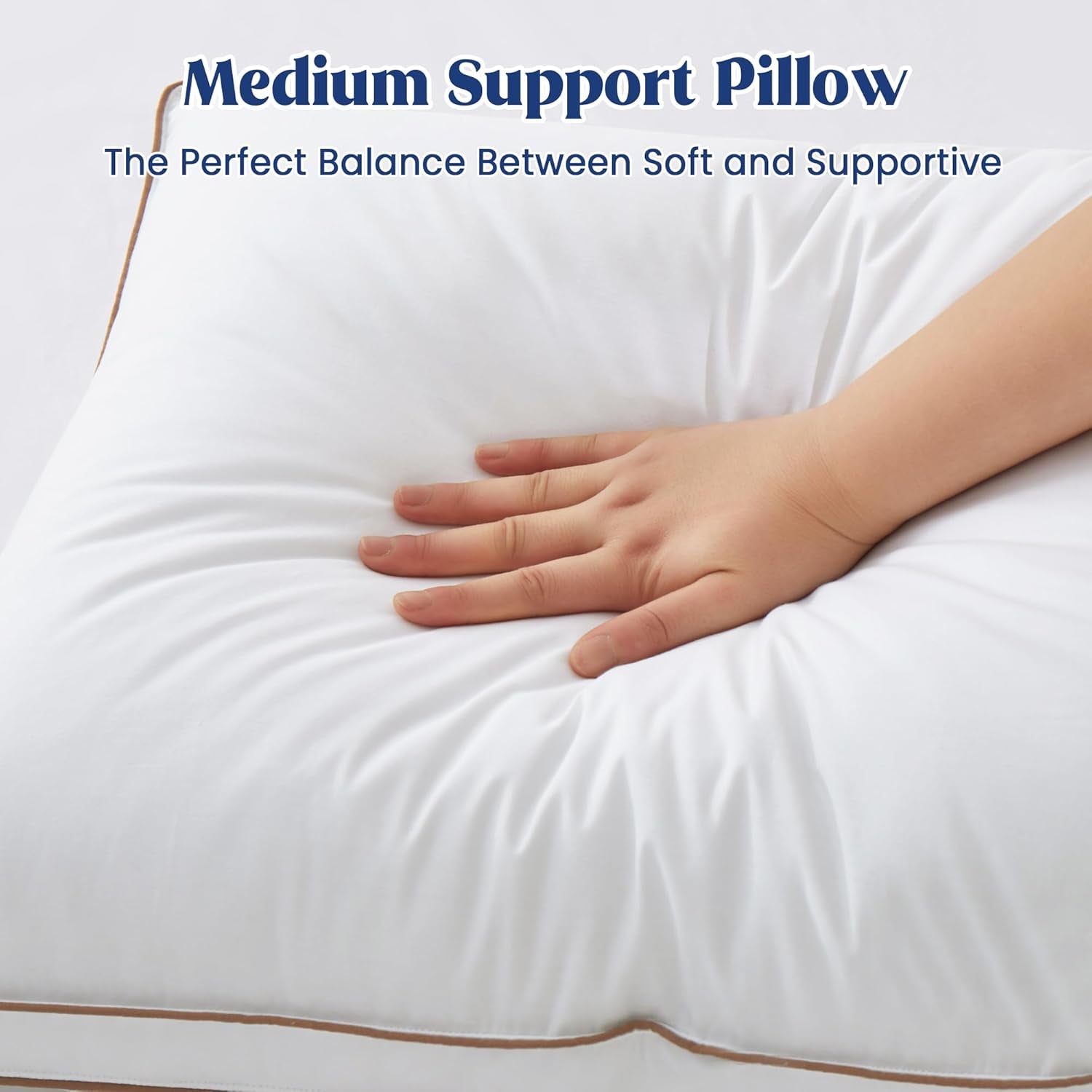 ® Goose Feather down Pillows, Soft Fluffy Luxury Hotel Collection Pillows King Size Set of 2, 100% Cotton Cover, Medium Firm Bed Sleeping Pillow for Back, Stomach or Side Sleeper.