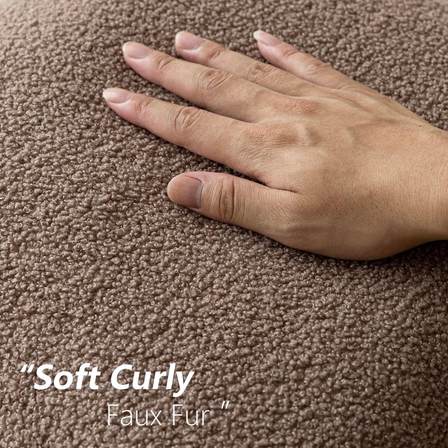 Pack of 2, Curly Faux Fur Decorative Throw Pillow Covers Soft Fuzzy Plush Cushion Case with Zipper Cozy Pillowcase for Home Living Room Couch Bed Sofa 16 X 16 Inch, Chocolate