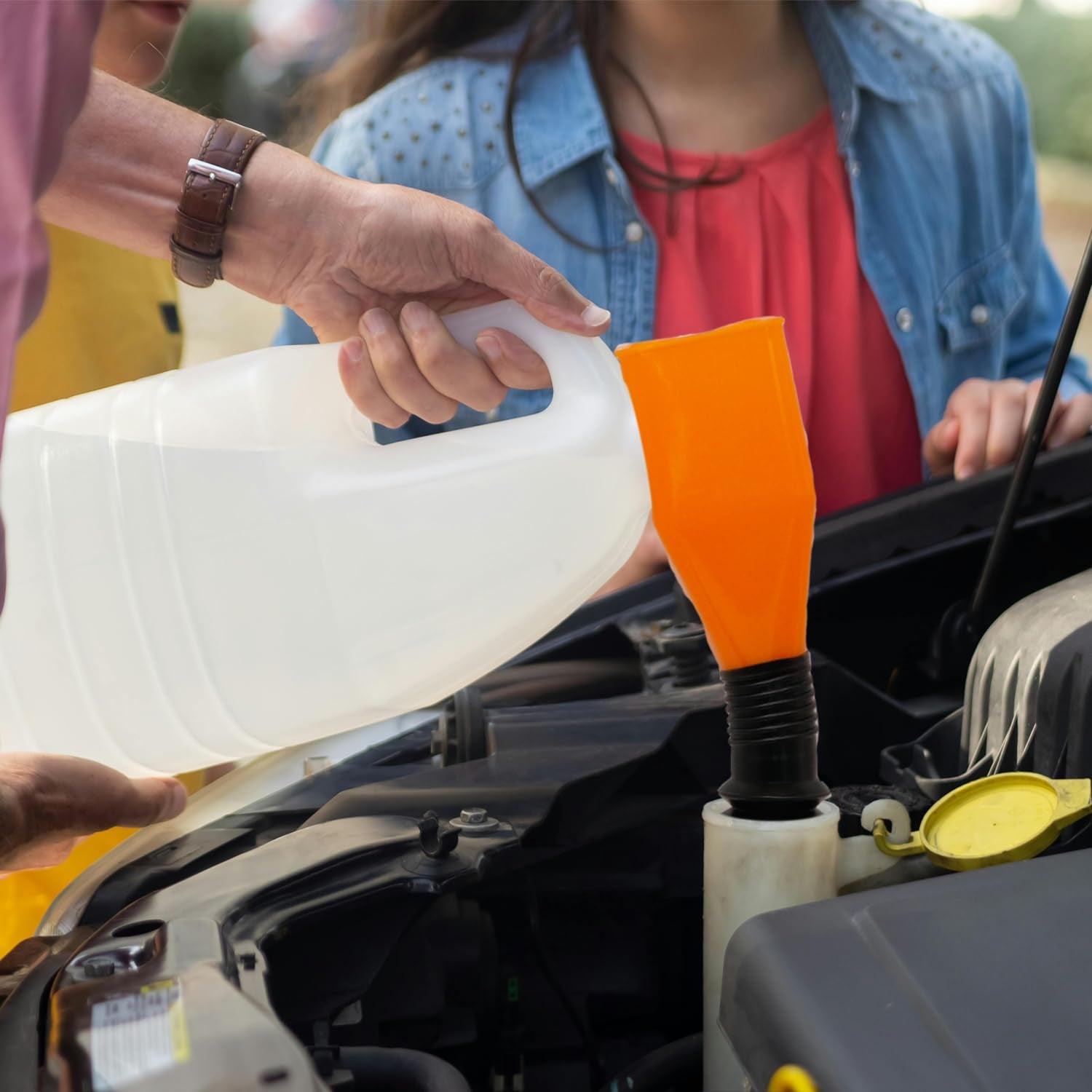 Funnels for Automotive Use Set of 10, Plastic Oil Funnel Set for Gasoline and Coolant, Fuel Funnel with Flexible Hose for Car, Large Funnels for Gas Transfer