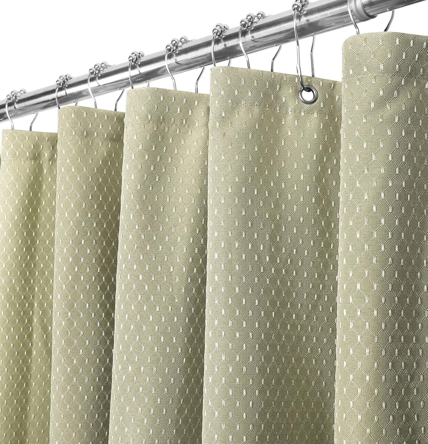 Waffle Weave Shower Curtain, Heavy Duty Fabric Cloth, Waterproof, Machine Washable, Hotel Spa Luxury Quality, 72 X 72 Inches for Standard Bathroom and Shower, 12 Metal Hooks, Charcoal Gray
