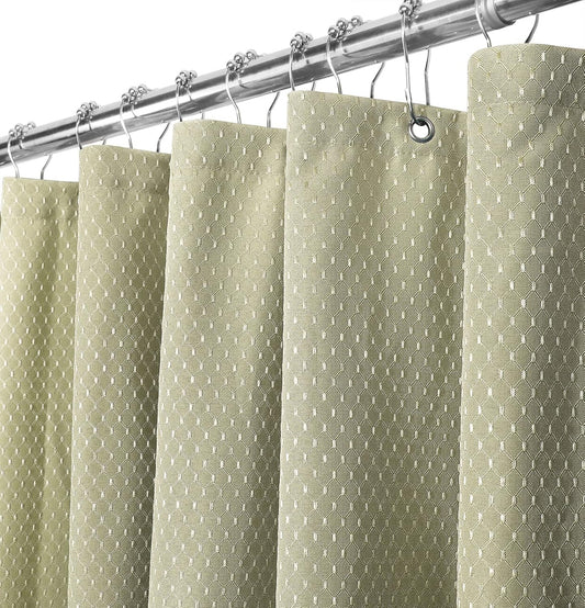 Waffle Weave Shower Curtain, Heavy Duty Fabric Cloth, Waterproof, Machine Washable, Hotel Spa Luxury Quality, 72 X 72 Inches for Standard Bathroom and Shower, 12 Metal Hooks, Charcoal Gray