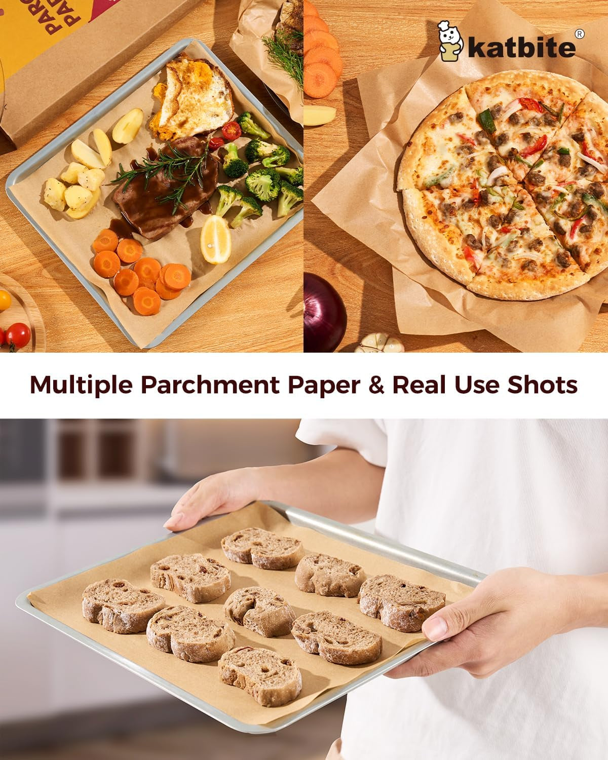 200 Pieces of 12x16 Inch Unbleached Parchment Paper - Precut Heavy-Duty Baking Sheets for Cookies, Cooking, Air Frying, and Oven Use
