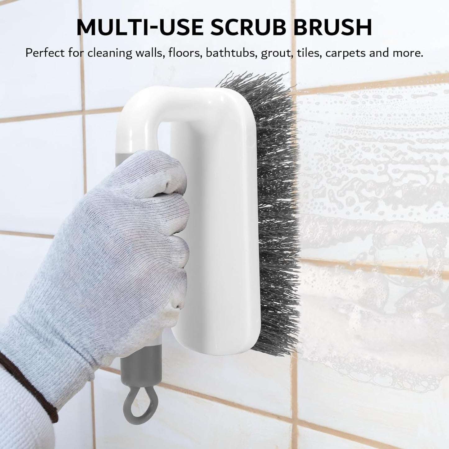 Scrub Brush, Small Cleaning Brushes with Handle, Comfort Grip Shower Scrubber for Cleaning Bathroom, Tub, Kitchen, Sink, Floor, Carpet, 2 Pack (Grey)