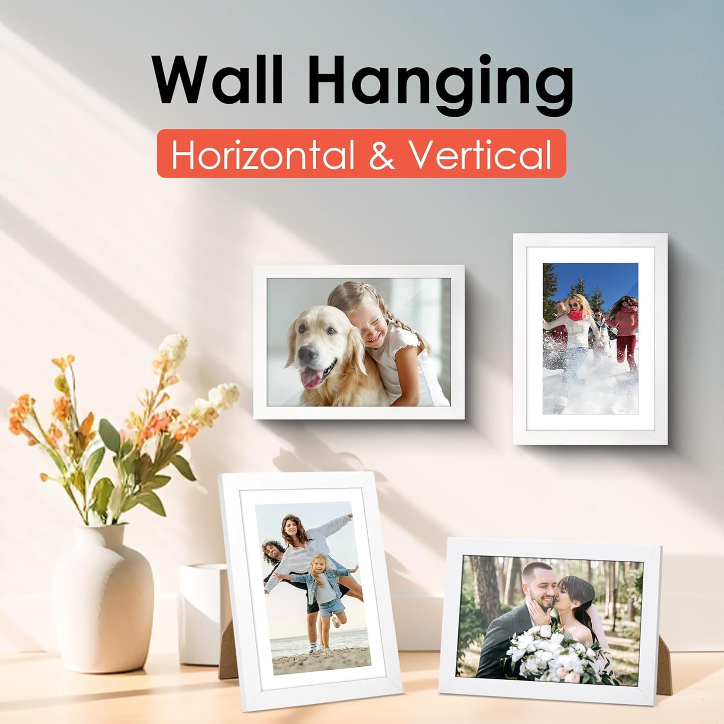 5X7 Picture Frame, White Photo Frame with HD Plexiglass, Display Pictures 4X6 with Mat or 5X7 without Mat Multi Picture Frames Collage for Tabletop or Wall Display, 2 Pack