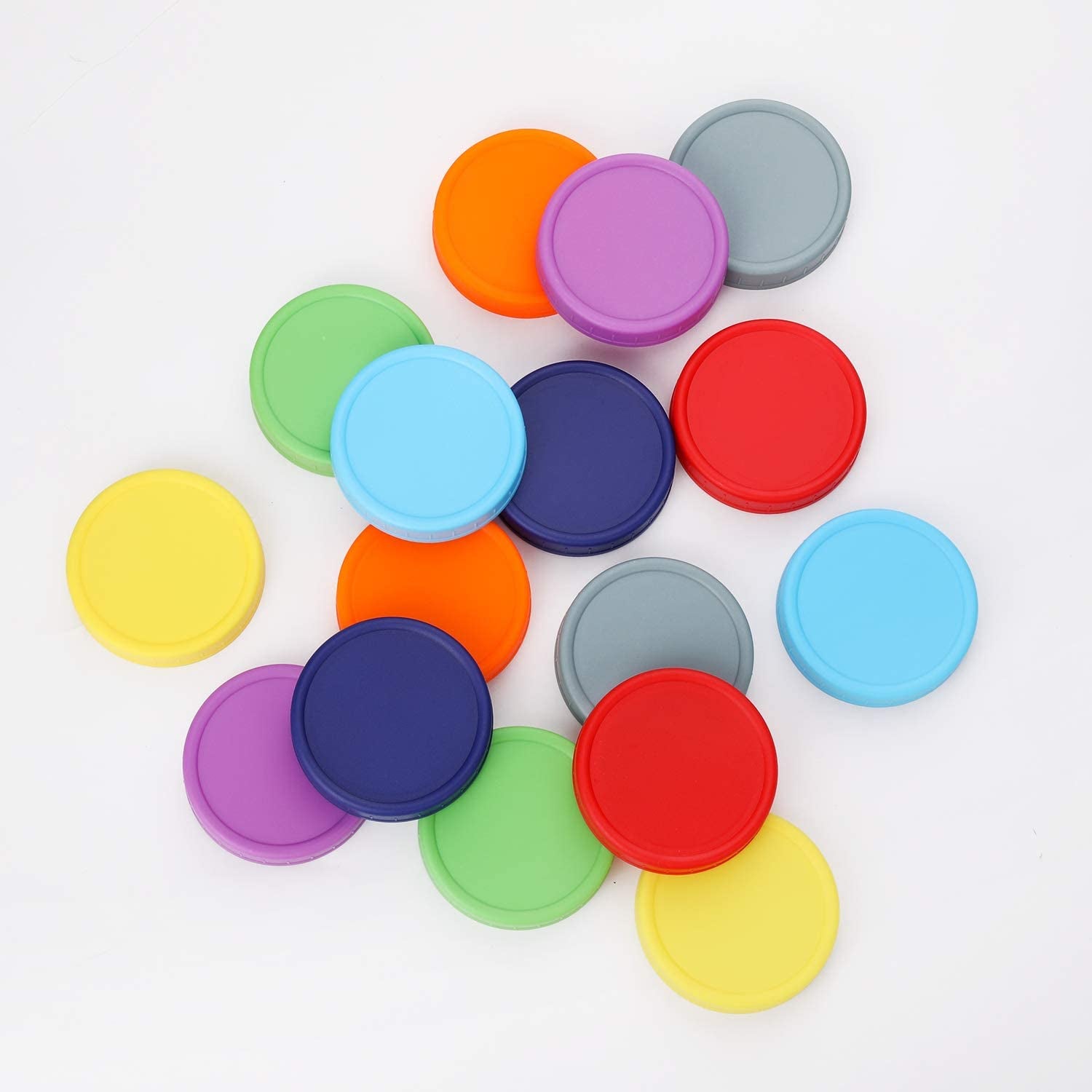 16 Pack Plastic Mason Jar Lids Fits Ball, Kerr & More - 8 Wide Mouth & 8 Regular Mouth - Colored Storage Caps for Canning Jars, Dishwasher Safe & Food Grade & Leakproof
