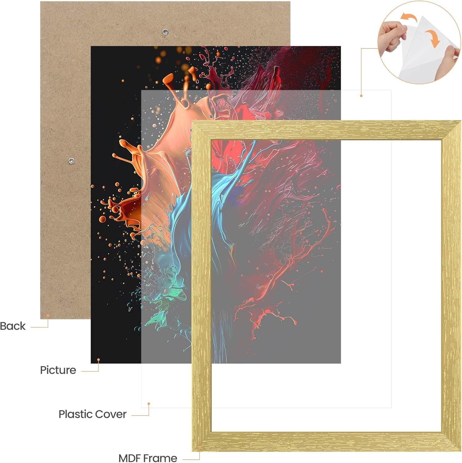 12X16 Picture Frame, Wall Gallery Photo Frames with Engineered Wood, Gold 1 Pack