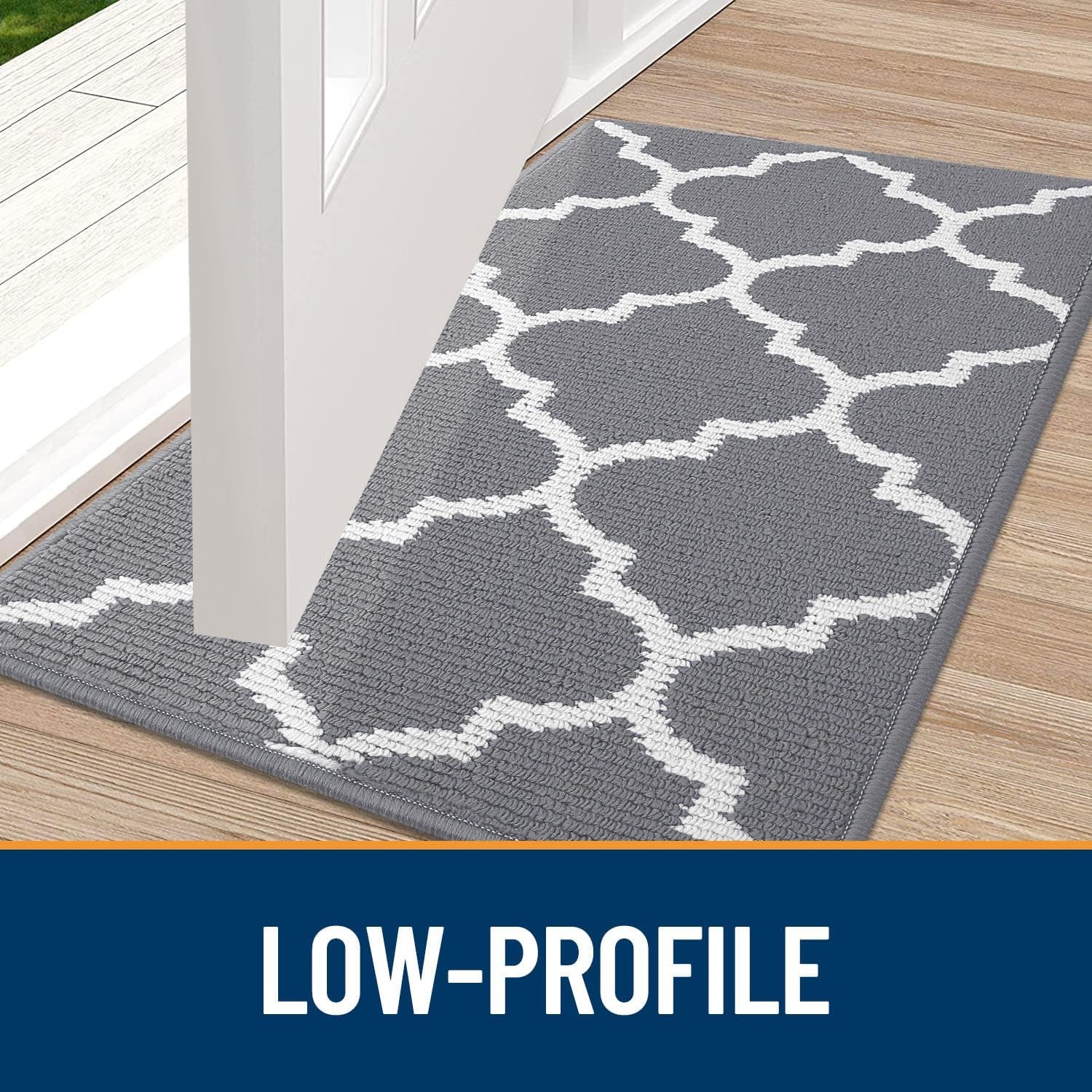 Indoor Door Mat, 30X17, Non-Slip Absorbent Resist Dirt Entrance Mat, Washable Low-Profile inside Floor Doormats for Entryway, Grey