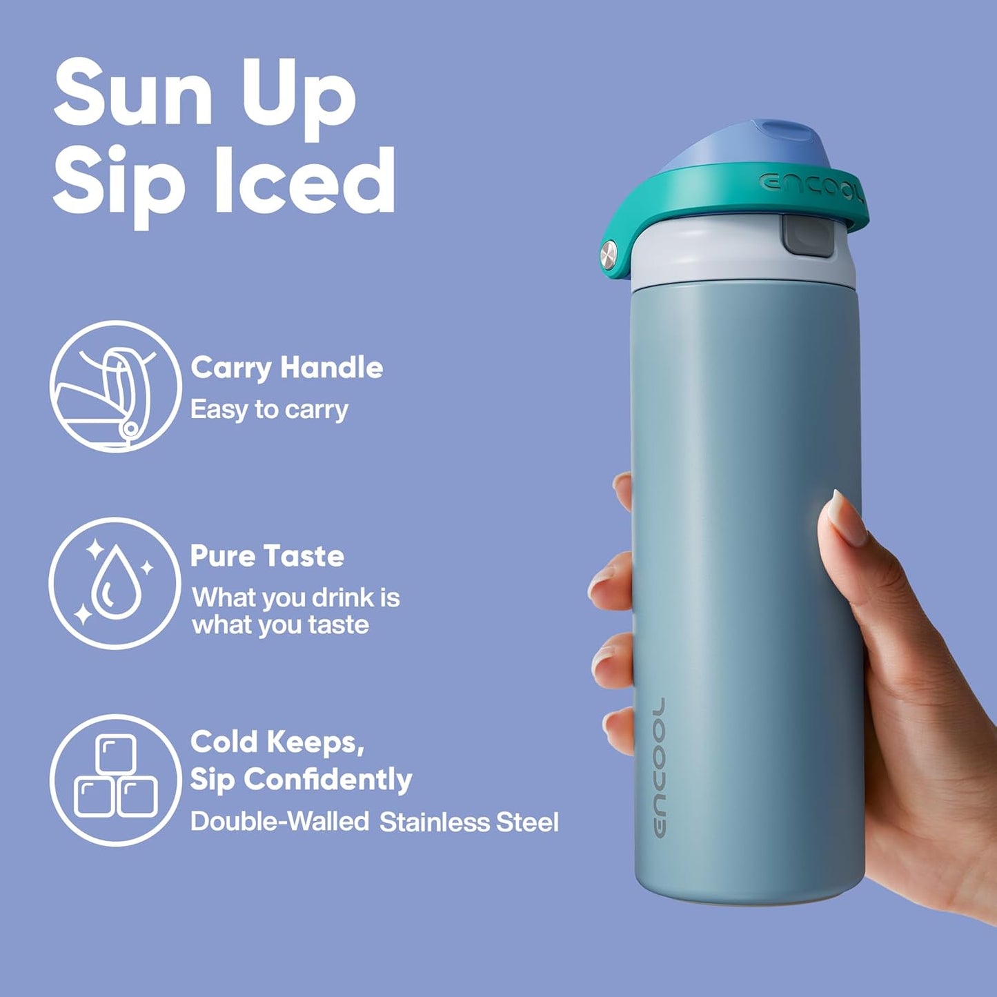 Insulated Stainless Steel Water Bottle with Straw - Leak Proof Sports Water Bottle for School, Travel, Keeps Cold All Day, One-Touch Flip Lid, Bpa-Free, 24 Oz, Teal Blue