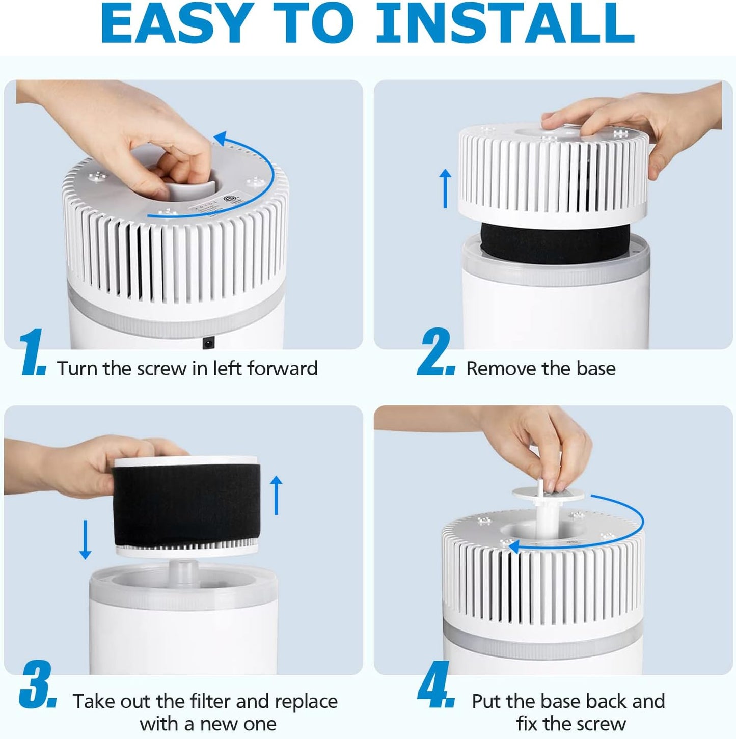 EPI810 Replacement Filter for KOIOS, MOOKA, and MEGAWISE Air Purifiers - 3-in-1 HEPA Filter - 2-Pack