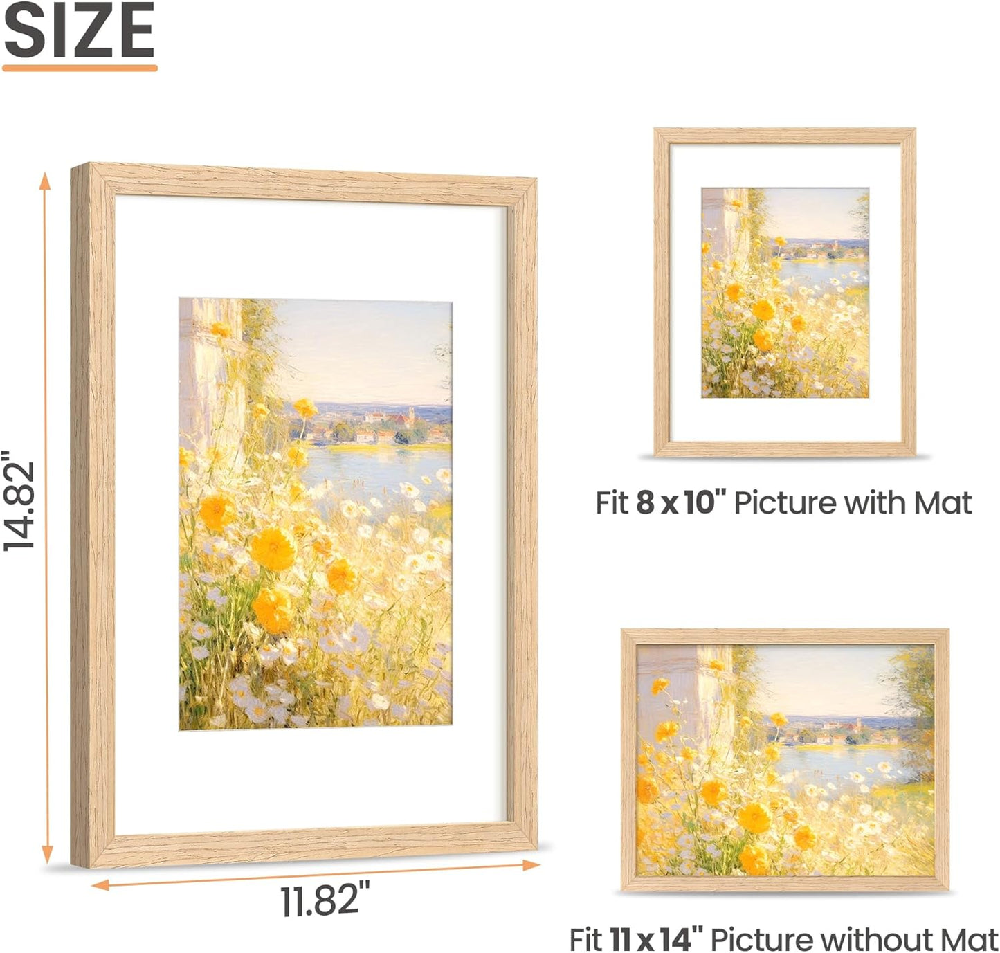 1Pack Wooden Frame 11X14 Bundle with 1 PVC 11X14