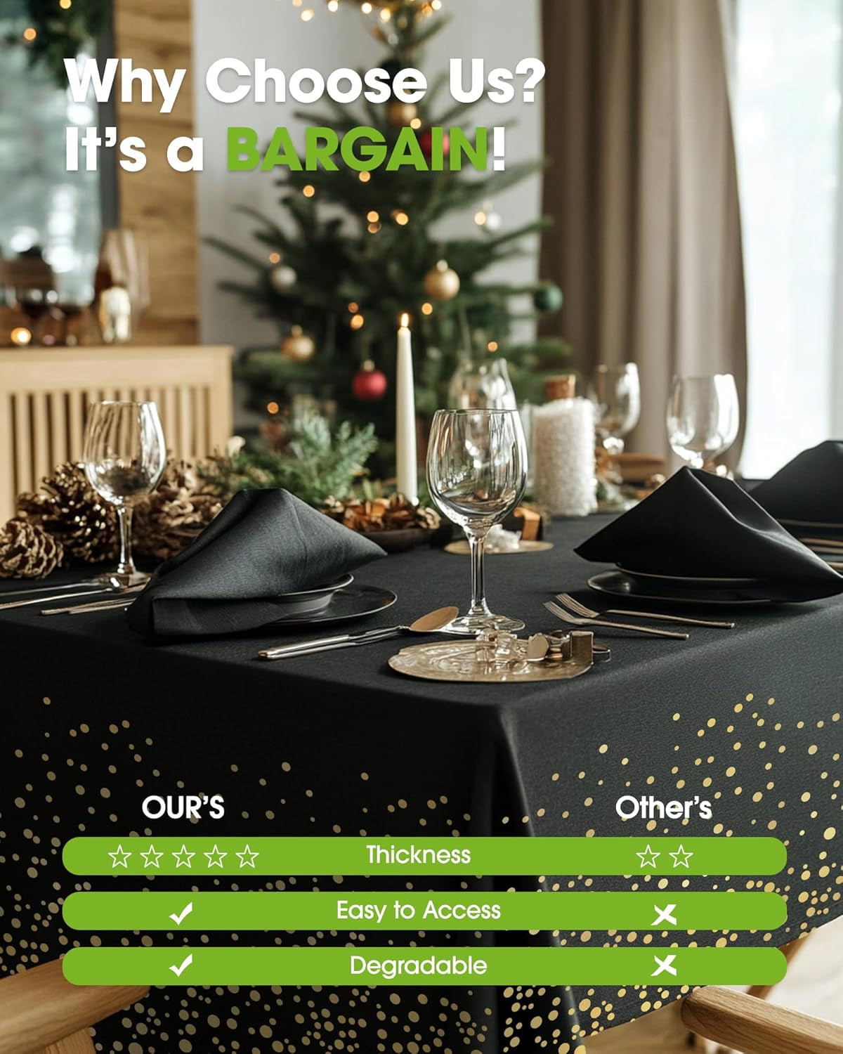 Plastic Table Cloth Disposable 10 Pack, 54 X 108 Inch Table Cloths, Graduation Decorations Class of 2025, Graduation Tablecloths, Rectangle, Plastic Cover, Leakproof & Sturdy, Black and Gold