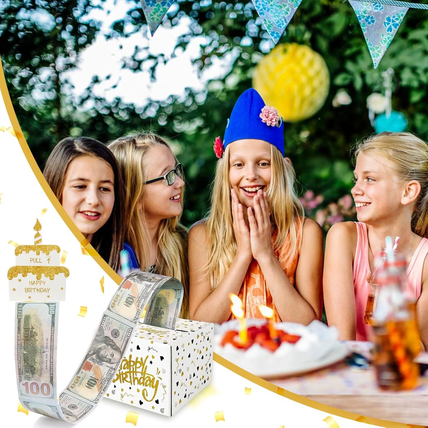 Money Box for Cash Gift- Birthday Money Pull Box - Fun Money Gift Ideas, Perfect Cash Birthday Gifts for Kids, Her, Wife, Mom, Girls, Daughter, Women, and Men - White