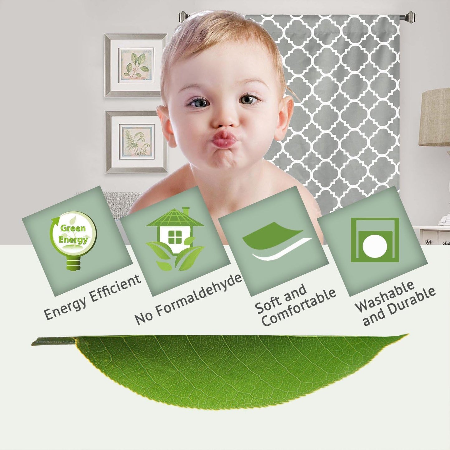 Beautiful Quatrefoil Dove Pattern Thermal Insulated Blackout Tie up Curtains, Rod Pocket Home Fashion Balloon Shade for Small Window, W42 X L63 Inch-Dove(Set of 1)