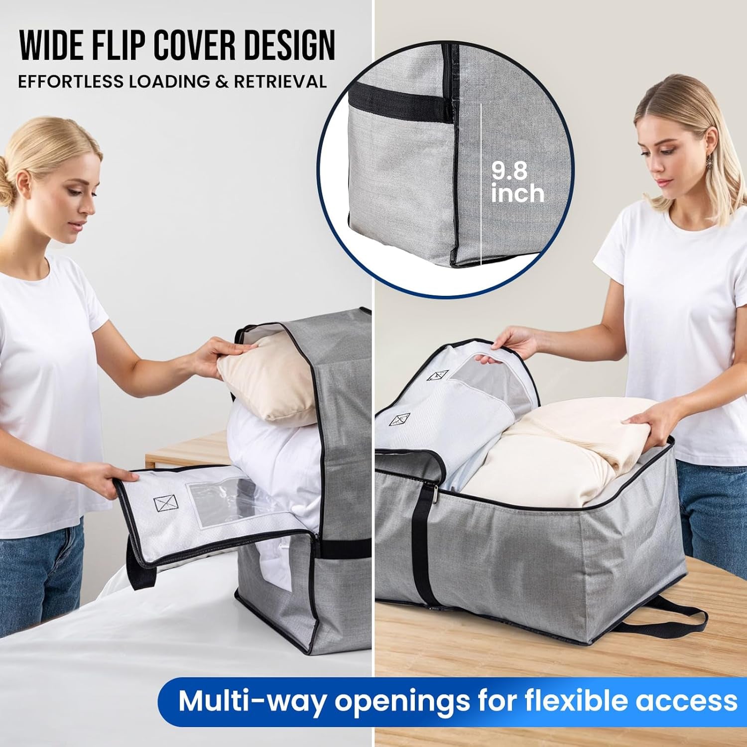 2 Pack Gray Moving Bags W/Adjustable Backpack Straps, Moving Supplies, Moving Boxes Alternative, Heavy Duty Storage Totes for College Packing, Camping Backpack for Travel, Dorm, Laundry