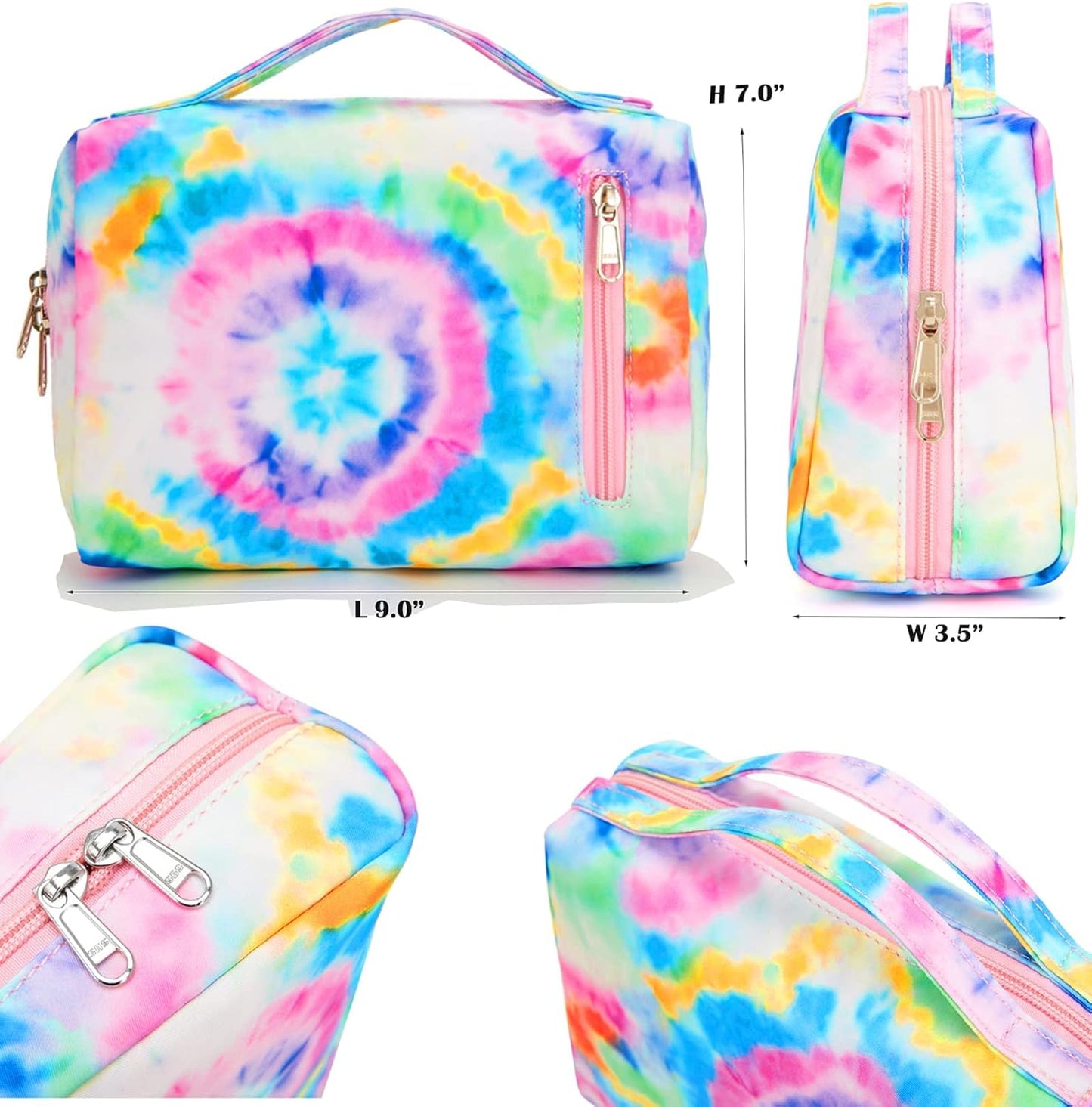 Toiletry Bag Travel Makeup Bag Portable Cosmetic Bag Organizer for Women and Girls (Tie Dye Blue)