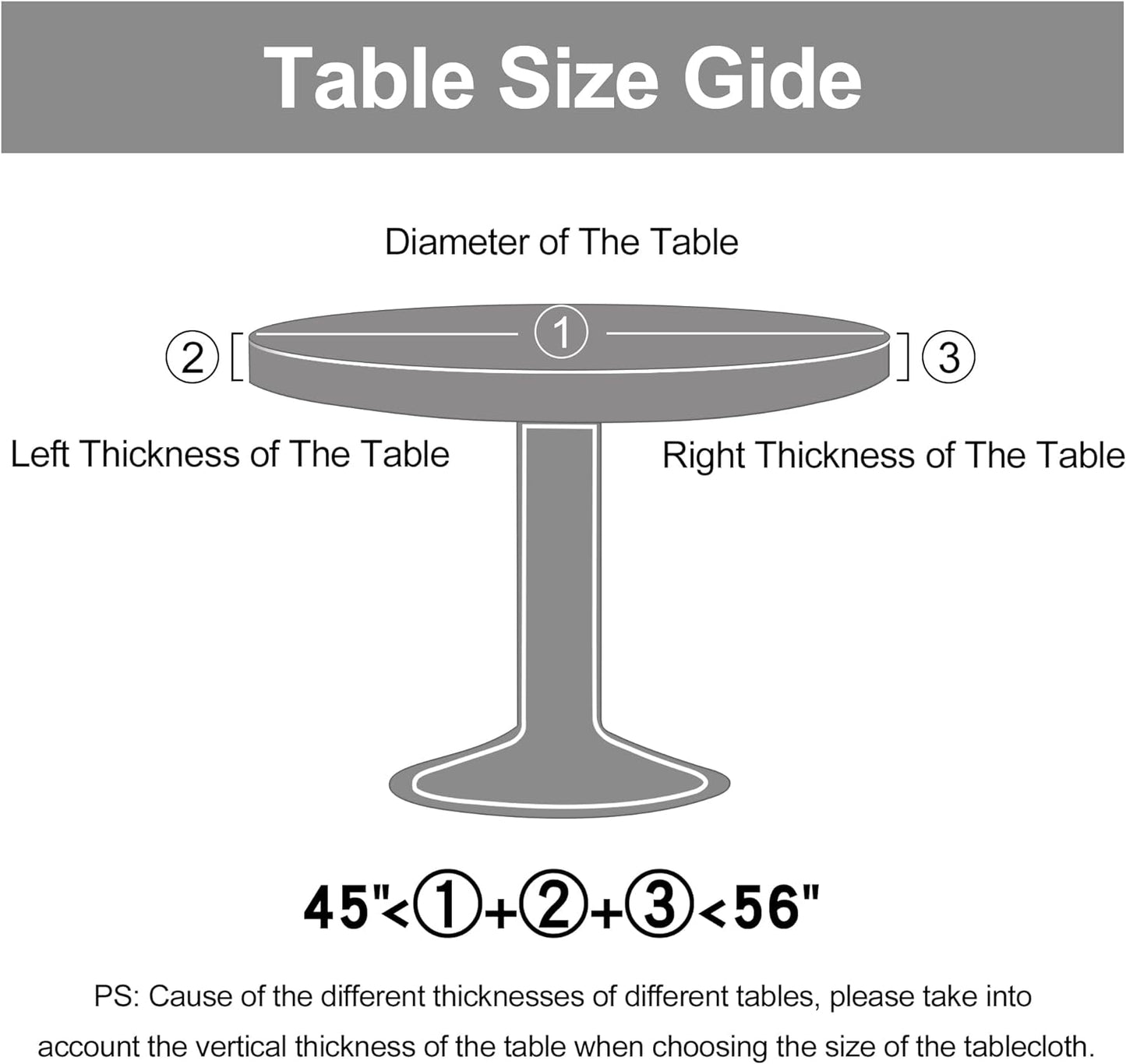 round Tablecloth, Fitted Table Cover with Umbrella Hole, 100% Waterproof, Elastic Edge, Flannel Backing, Plastic Table Cloth Fit 45"-56" round Tables for Patio, Picnic, Outdoor, Flowers