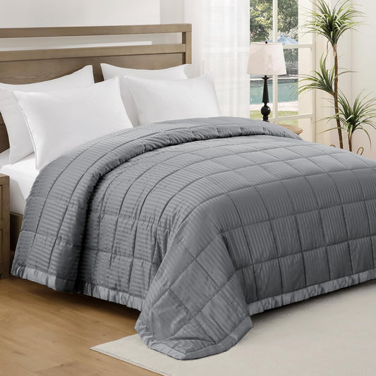 Blankets Queen Size - Soft Lightweight down Alternative Blankets with Satin Trim, Cozy Luxury Bed Blanket for All Season, Dark Gray (90"X90")