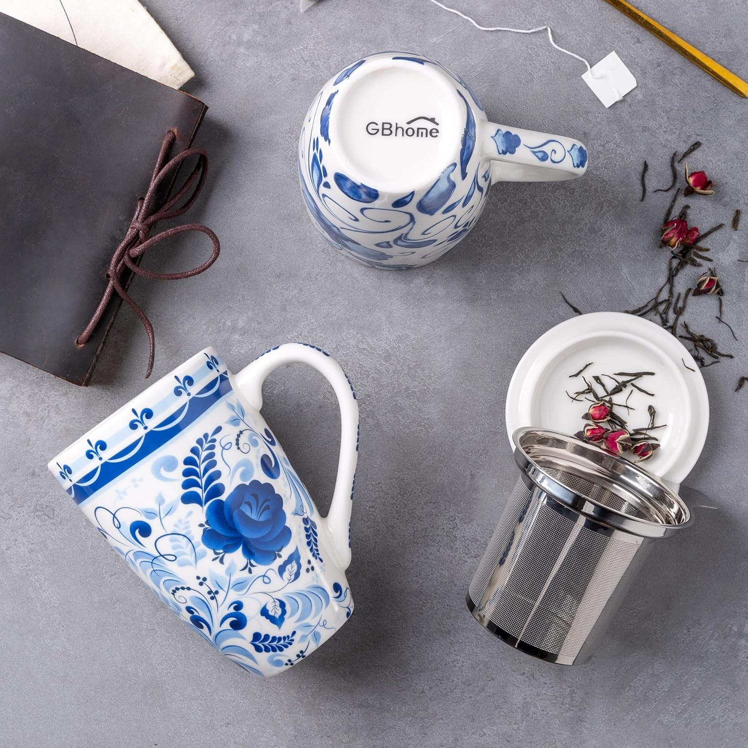 Ceramic Tea Mug with Infuser and Lid, 18 Ounce Capacity, Microwave and Dishwasher Safe, Ideal Gift for Tea Enthusiasts