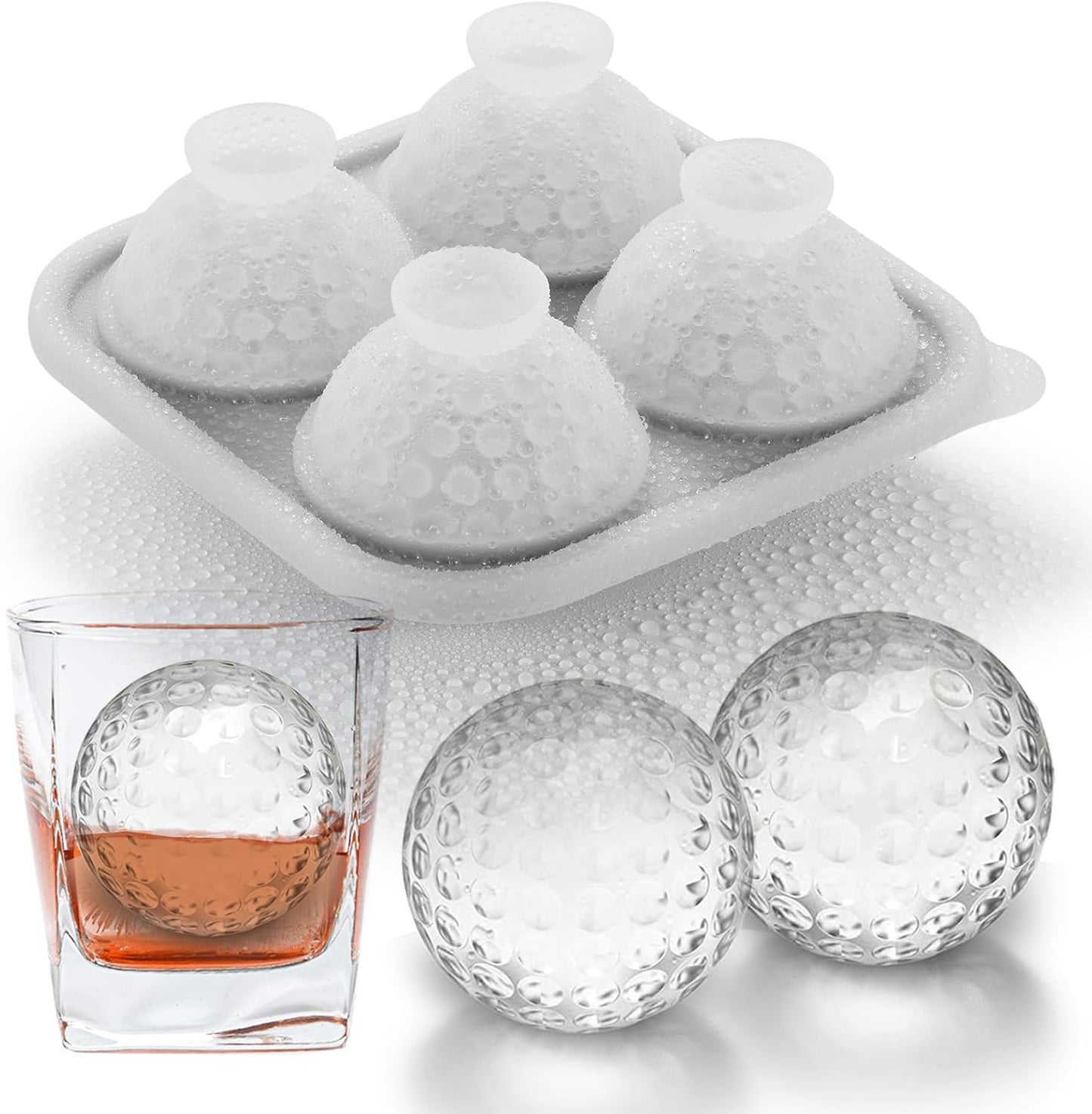 3D Golf Ice Cube Tray, Large Golf Silicone Fun Shapes Whiskey Ice Mold with Funnel for Cocktails, Bourbon,Brandy, Whiskey Gifts for Men Black
