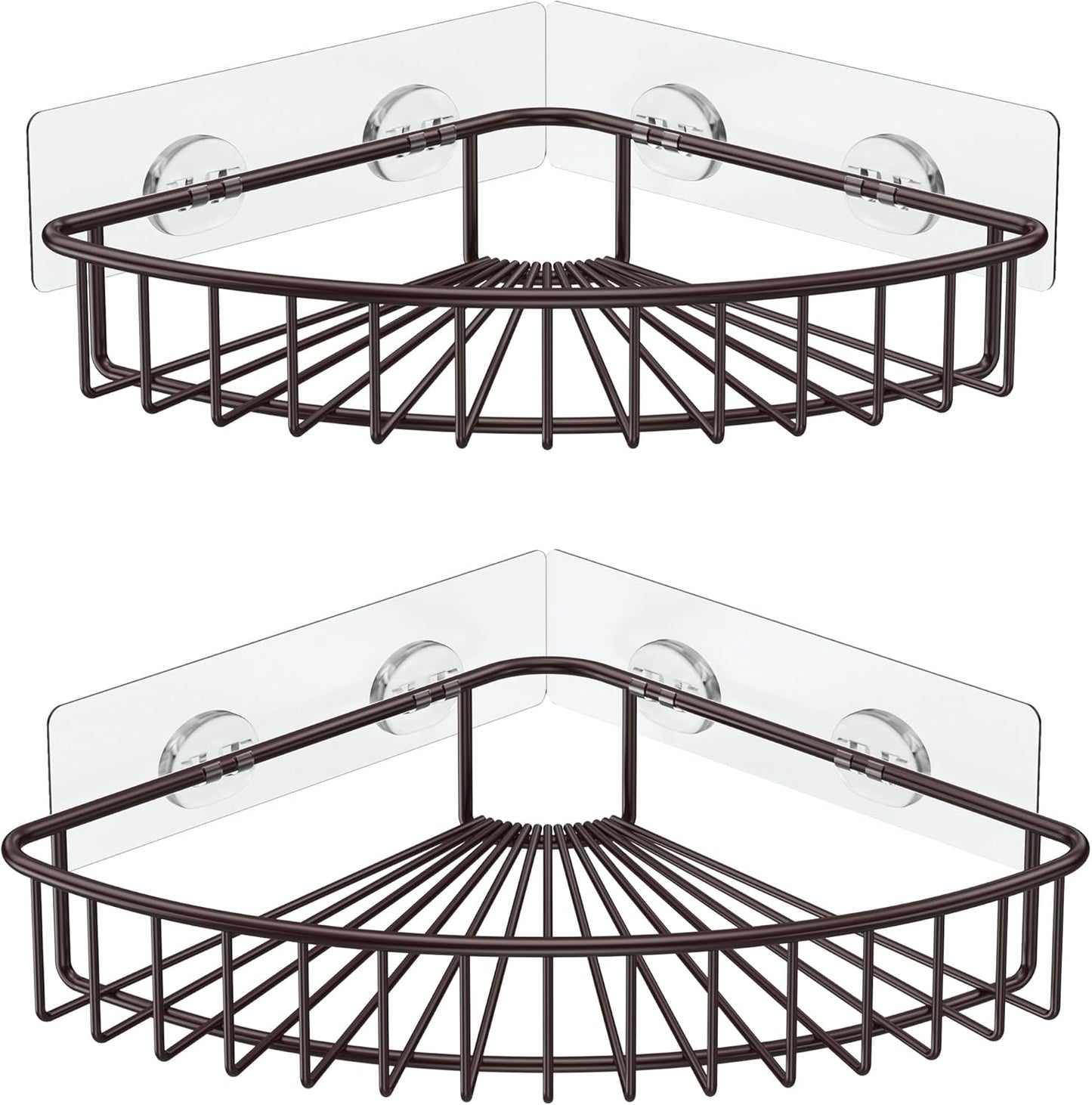 2-Pack Corner Shower Caddy, SUS304 Stainless Steel, Wall Mounted Bathroom Shelf with Adhesive, Storage Organizer for Toilet, Dorm and Kitchen (Bronze)