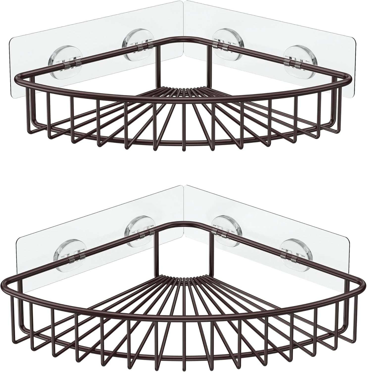 2-Pack Corner Shower Caddy, SUS304 Stainless Steel, Wall Mounted Bathroom Shelf with Adhesive, Storage Organizer for Toilet, Dorm and Kitchen (Bronze)