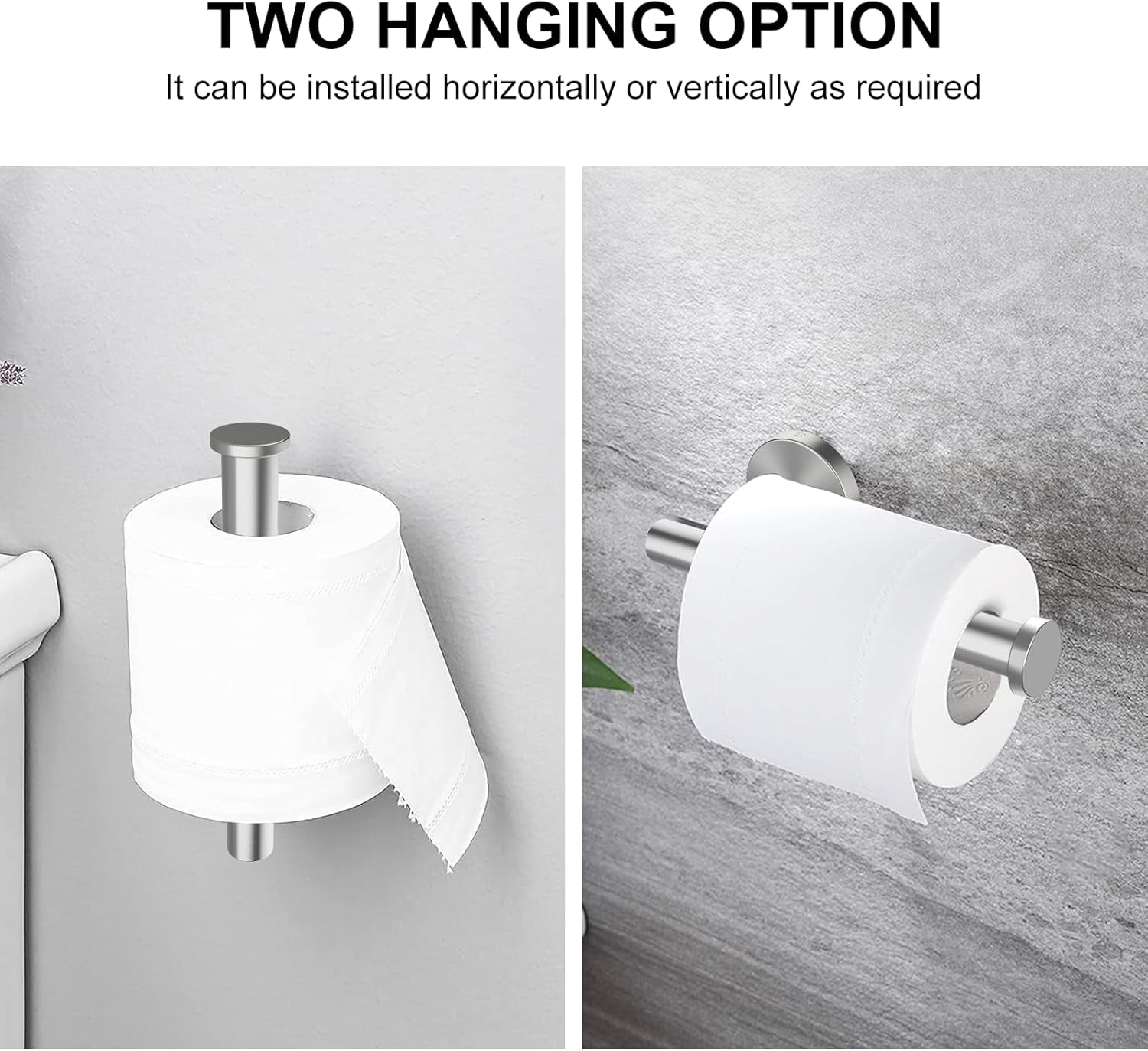 Towel Holder for Bathroom Wall & Toilet Paper Holder Wall Mount Silver Bathroom Toilet Paper Roll Holders 304 Stainless Steel Tissue Holder