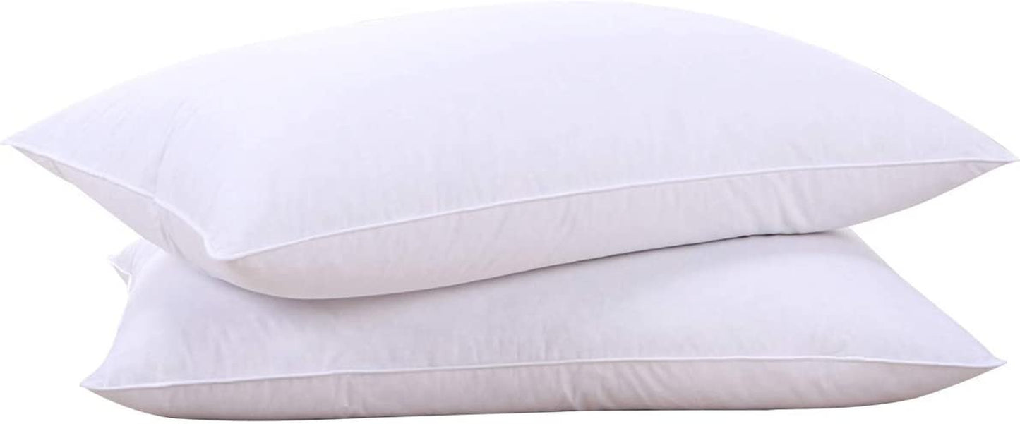 ® Goose Feathers and down White Pillows with 100% Cotton Cover, Bed Sleeping Hotel Collection Pillows Set of 2, Standard Size