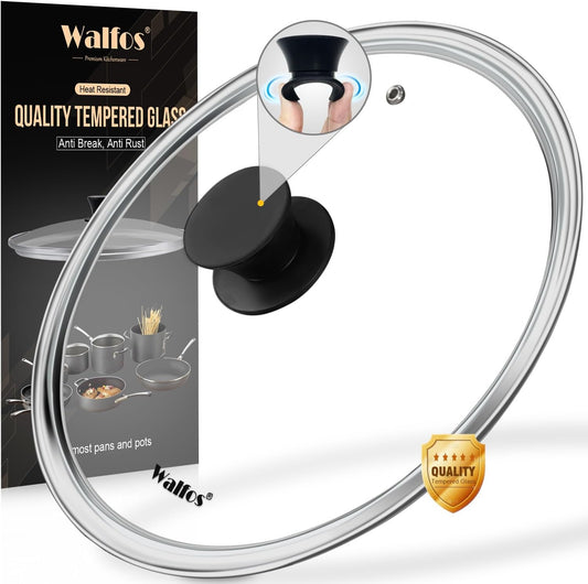 Tempered Glass Lid for 11 Inch Cookware - Cooking Pot Lid with Heat Resistant Silicone Handle, Clear Frying Pan Lid Fits Pots, Pans and Skillets, Dishwasher-Safe