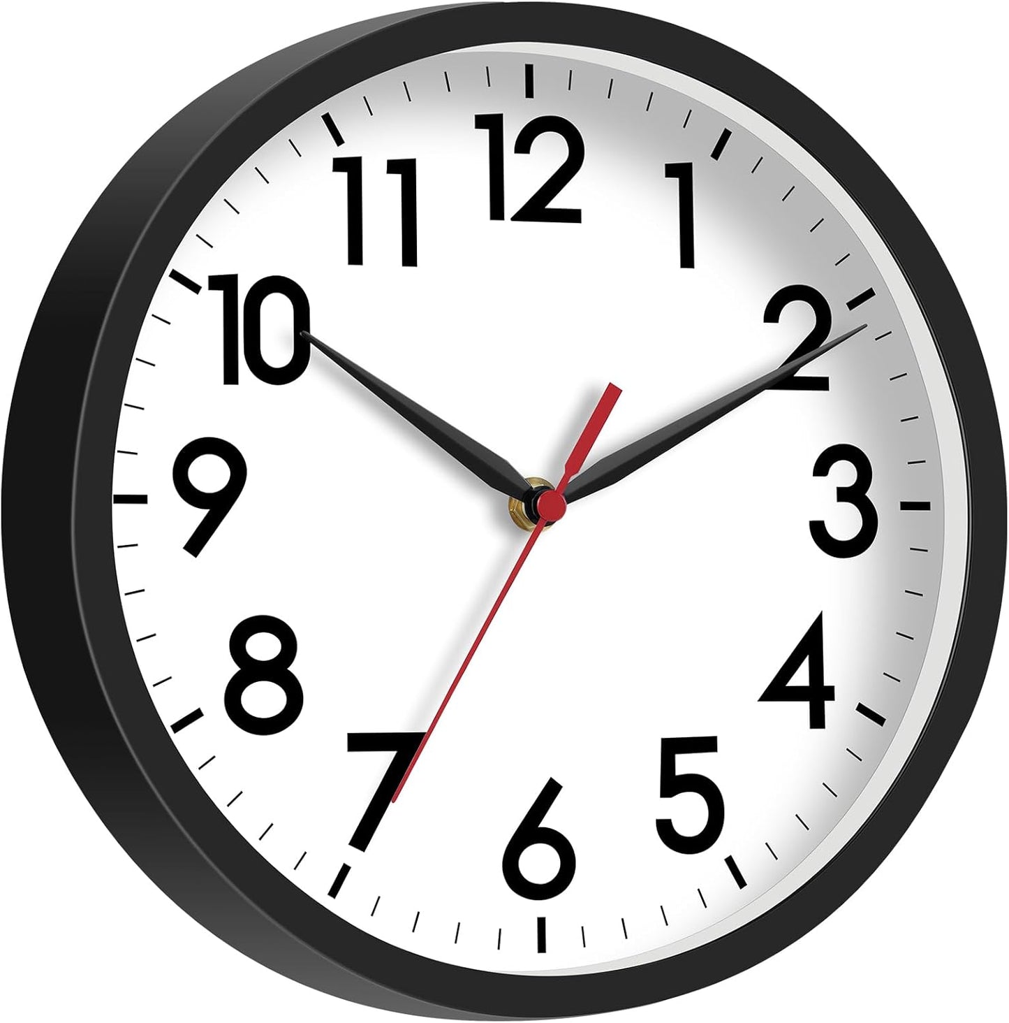 Wall Clock, Modern Small Wall Clocks Battery Operated 8 Inch, Silent Non-Ticking Analog Classic for Office, Home, Bathroom, Kitchen, Bedroom, School(Black)