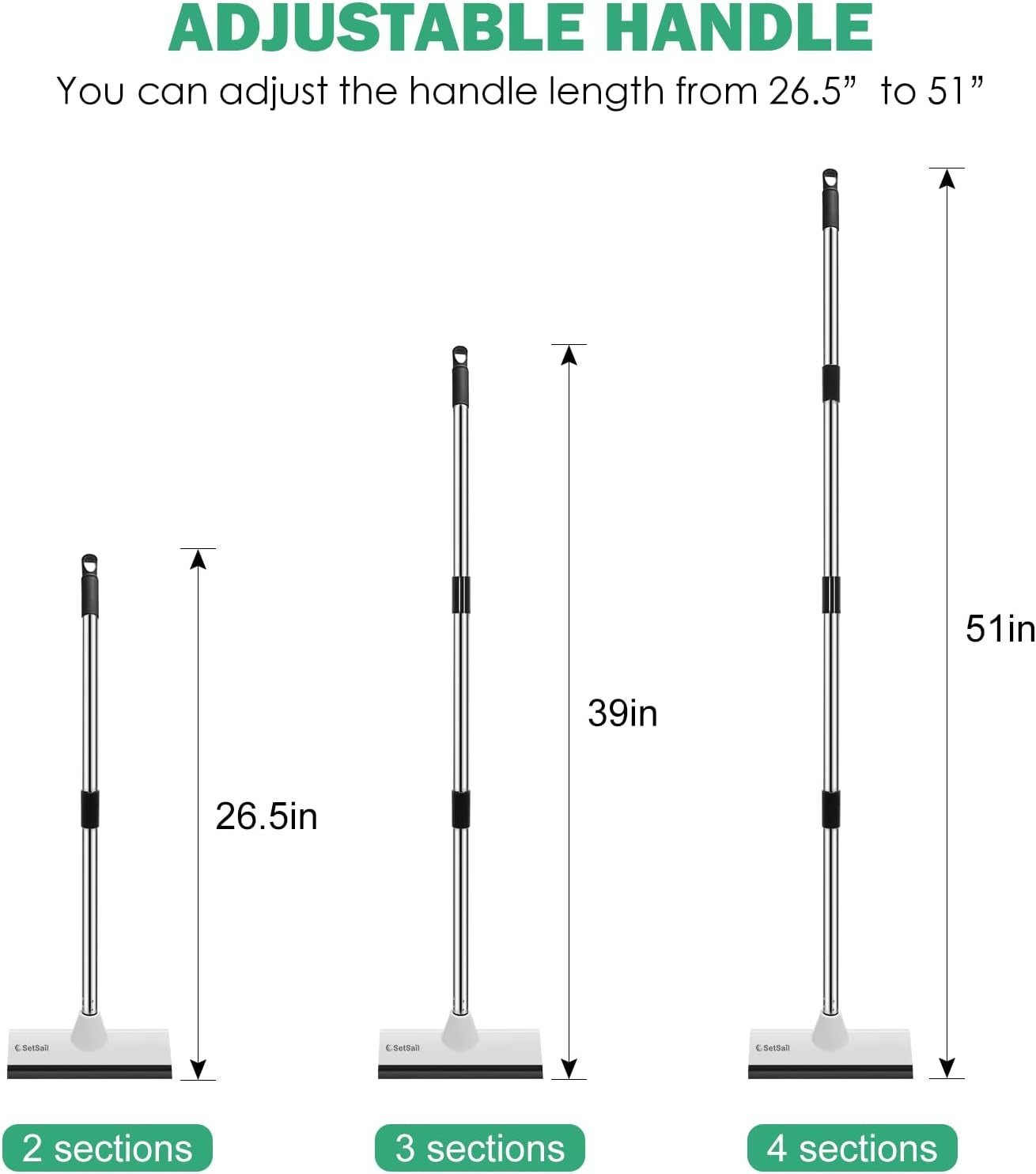 Floor Scrub Brush with 51-Inch Long Adjustable Handle 2 in 1 Scrape Brush Stiff Bristle Floor Scrubber for Cleaning Shower Bathroom Garage Kitchen Wall Deck Tub Tile