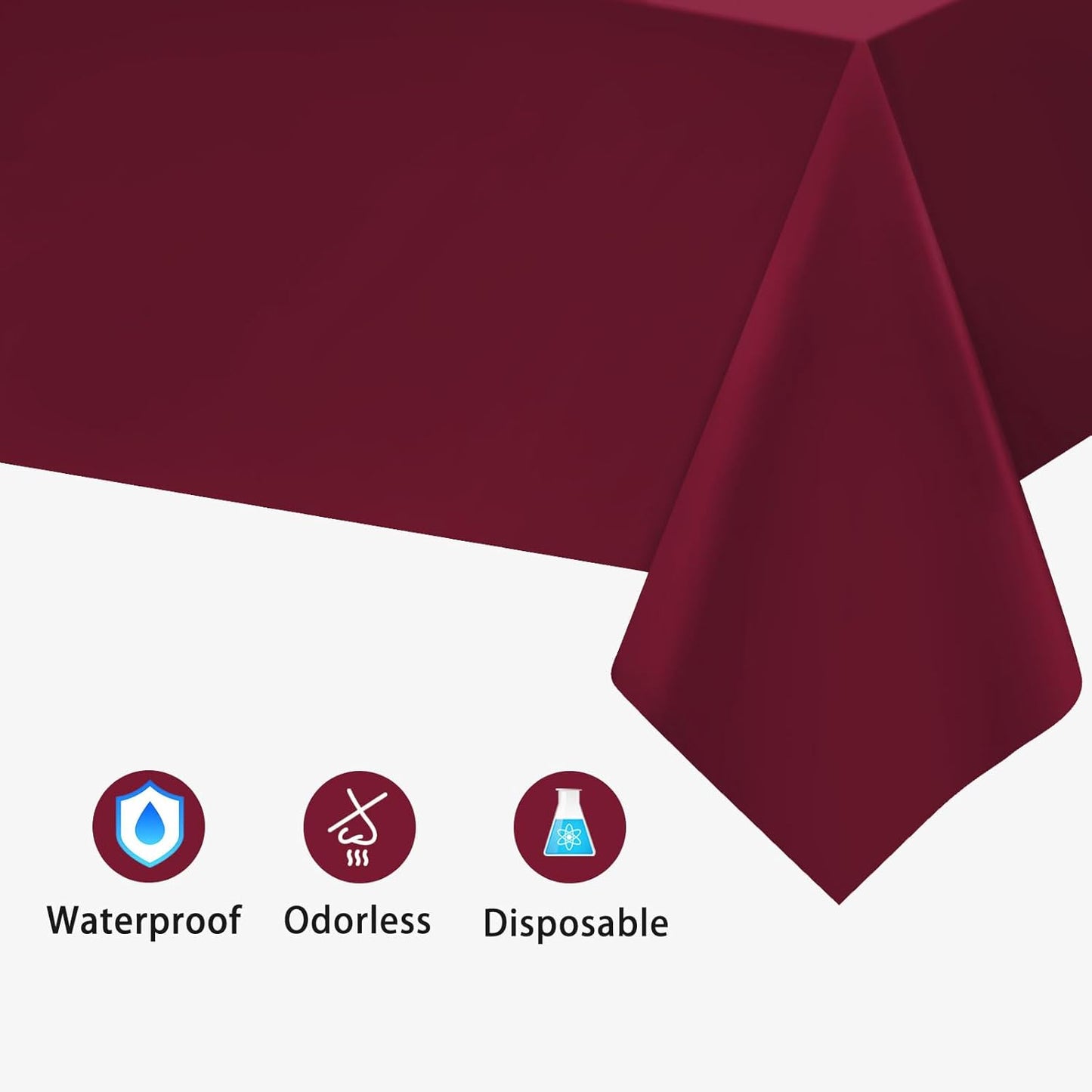 2PCS Burgundy Plastic Tablecloths 54 X 108 Inch, Disposable Table Cloths Rectangle Party Table Covers