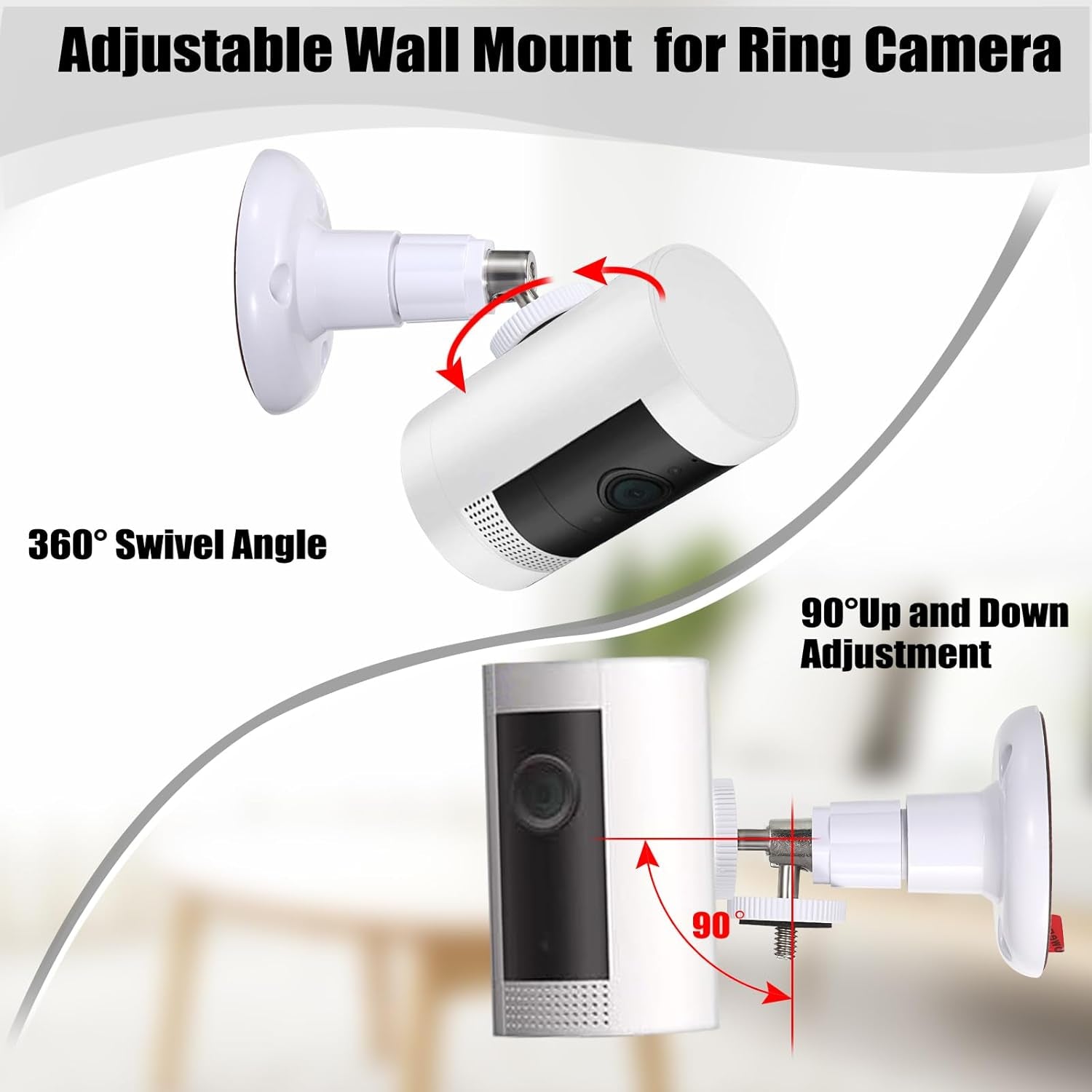 6-Pack Adjustable Wall Mount Holder for Ring Indoor/Outdoor Cameras - Adhesive Security Mounting Bracket (Camera Not Included)