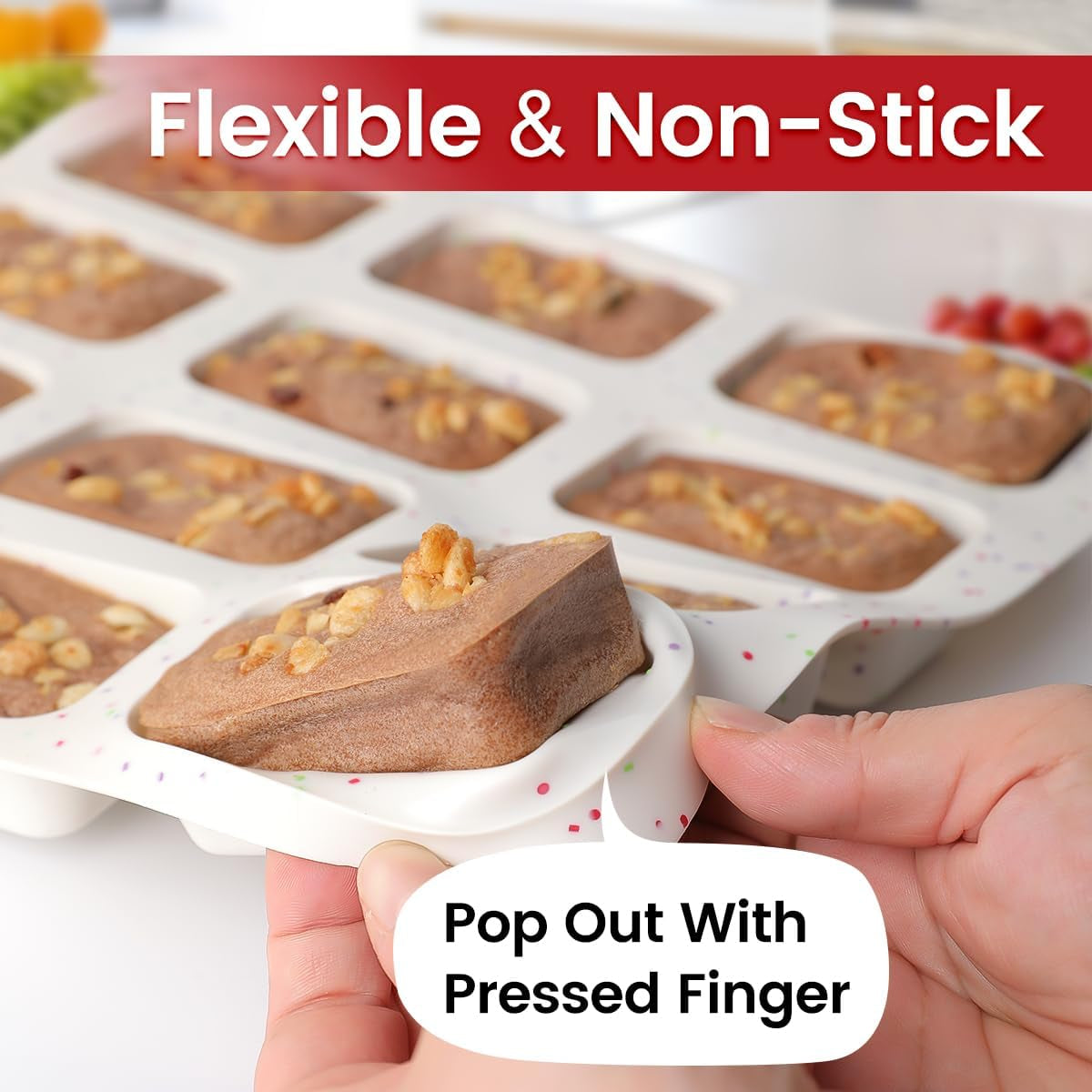 Mini Loaf Pan, Silicone Mini Bread Loaf Pans 12 Cups for Baking Mini Bread, Brownie, Cornbread, Cheesecake, Soap Nonstick