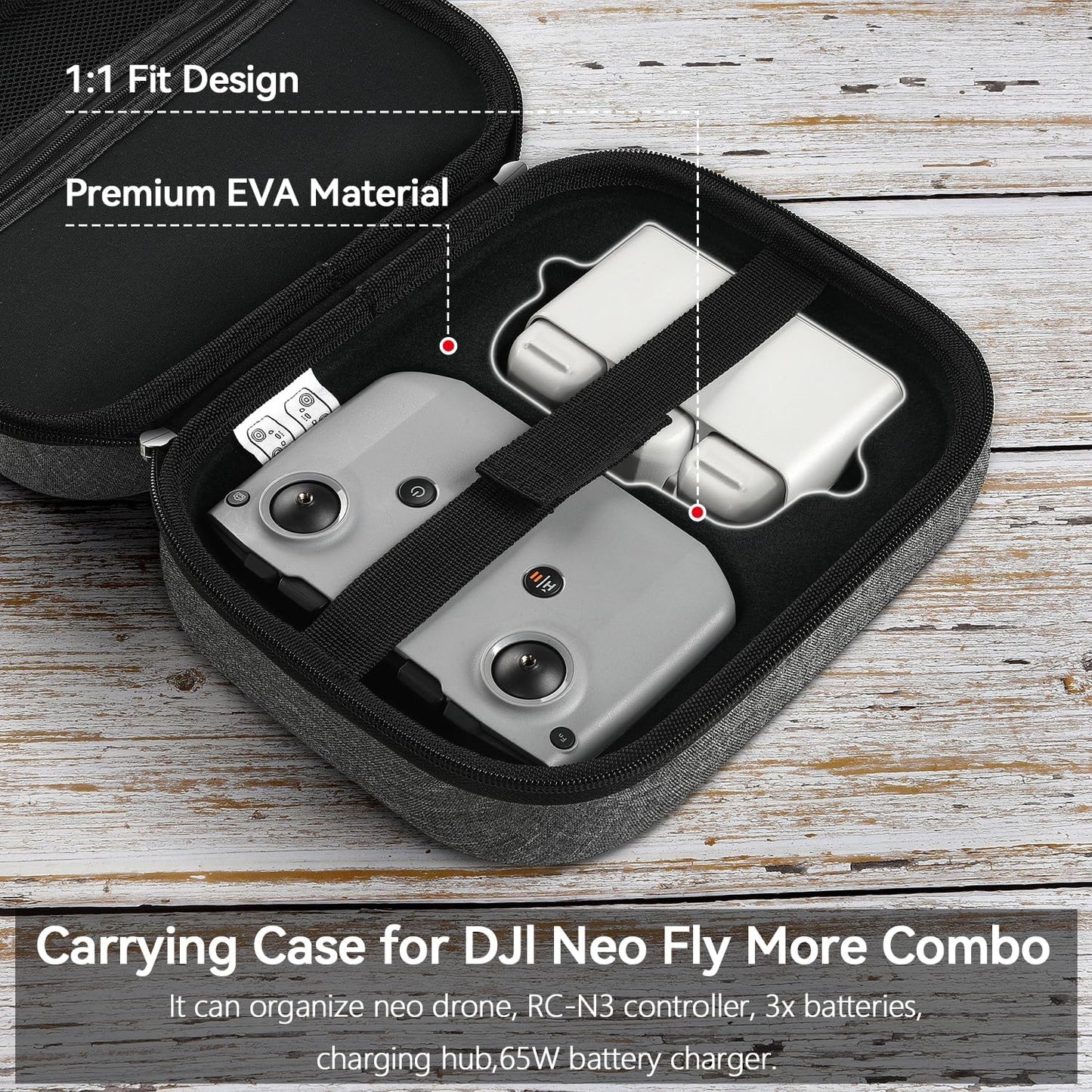 Lightweight & Compact Carrying Case for DJI Neo Drone – Easy-To-Carry Hard Bag for Fly More Combo, RC-N3 Controller,Batteries Accessories