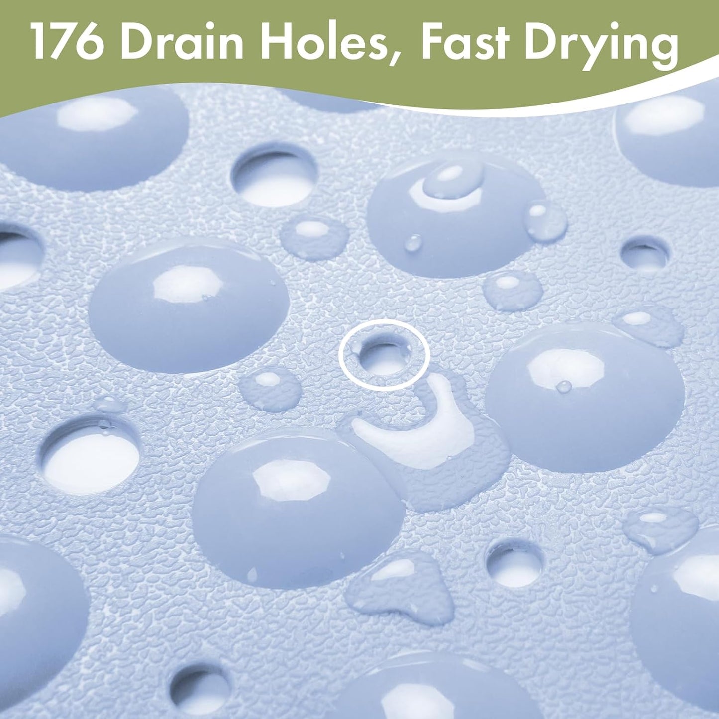 Shower Mat Non Slip 40 X 16 Inches, Shower Stall Mats with Suction Cups and Drain Holes, Non Slip Bath Mat for Tub for Elderly & Kids, Baby Blue