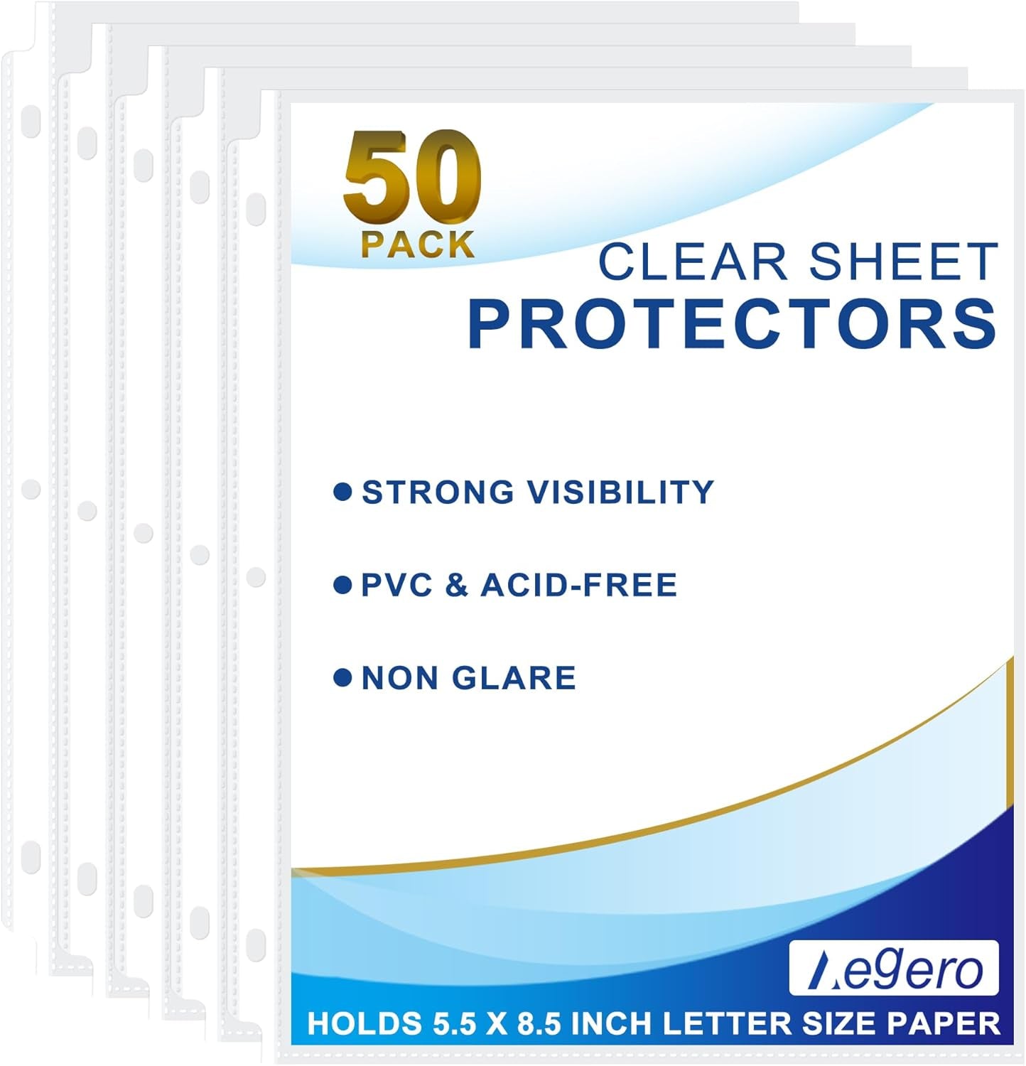 50 Pack Clear Sheet Protectors, 5.5 X 8.5 Inch Page Protectors for Mini 3 Ring Binder,Top Loading Paper Protector for Documents and Photos