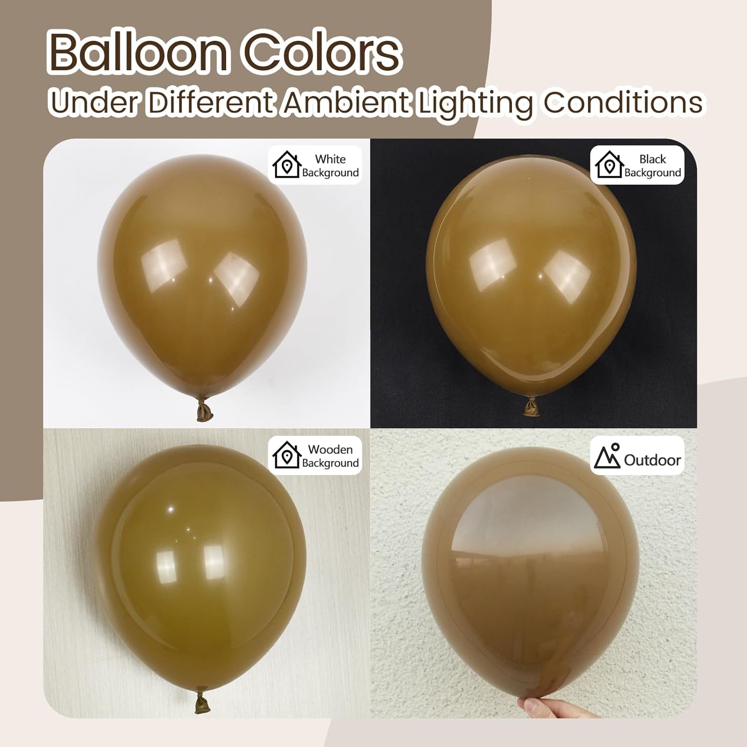 110Pcs Brown Balloons, 18 12 10 5 Inch Brown Balloons Different Sizes Balloon Garland for Netural Baby Shower Woodland Jungle Safari Birthday Party Decorations