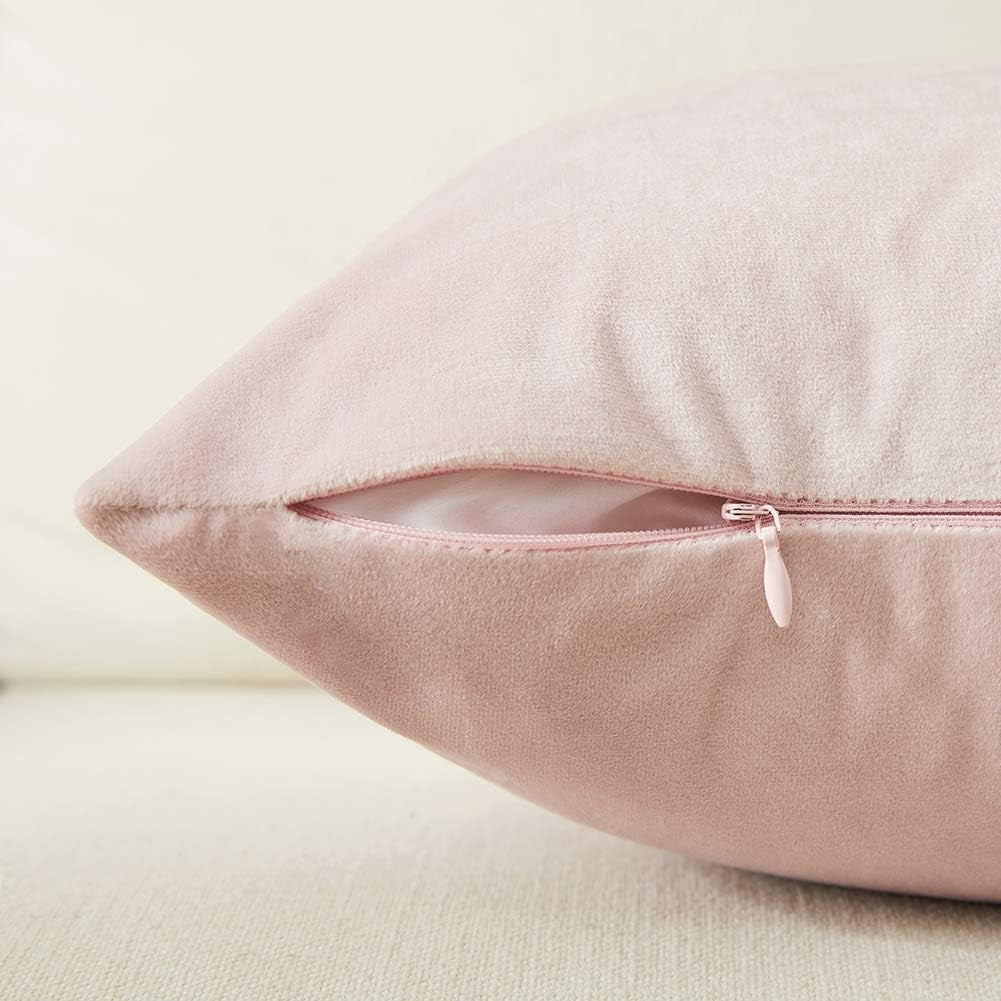 2 Packs Decorative Throw Pillow Covers 18X18 Inch for Living Room Couch Bedroom, Blush Pink and White Velvet Patchwork with Gold Leather, Luxury Modern Home Decor Cute Cushion Case 45X45 Cm