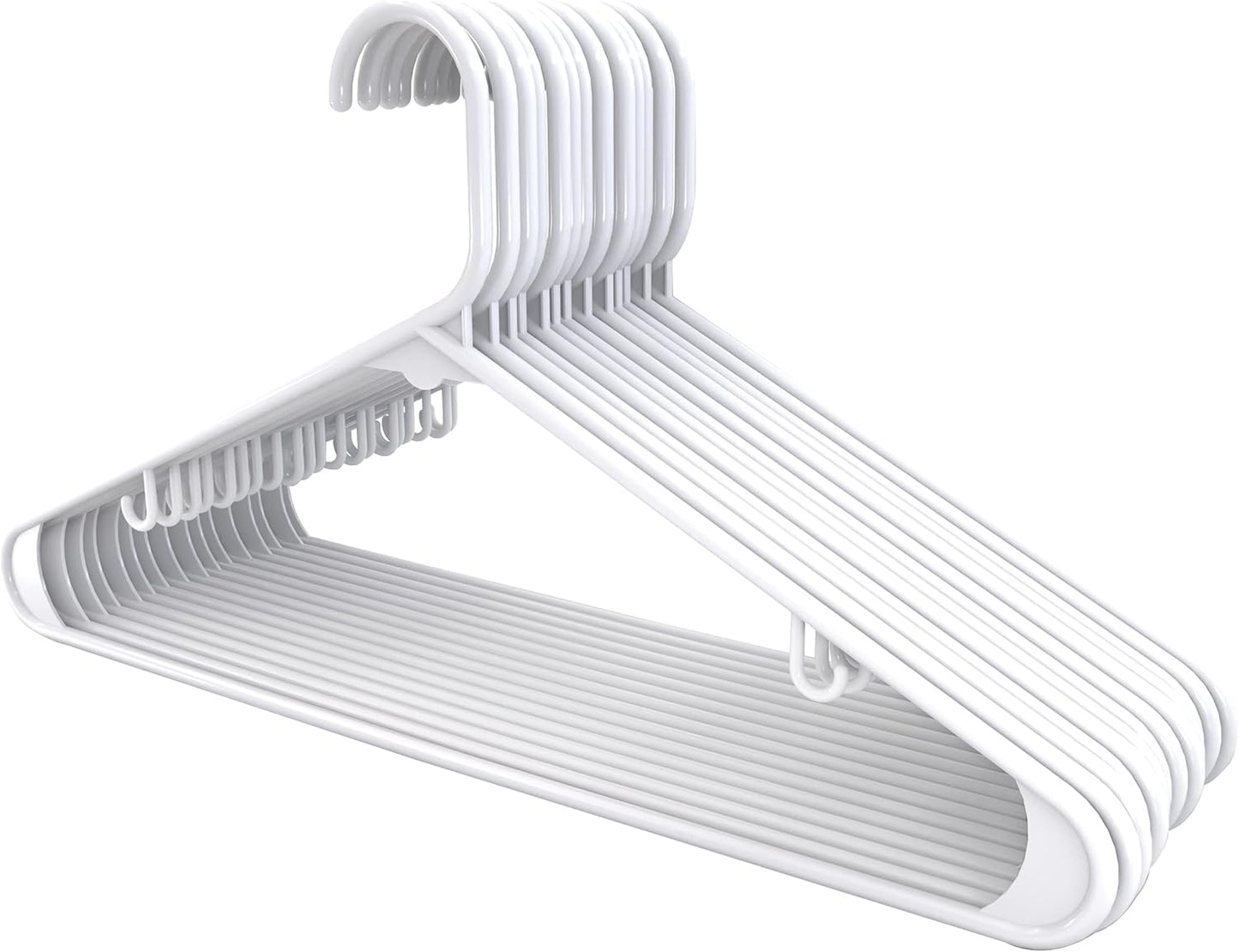 Plastic Hangers 20 Pack - Clothes Hanger with Hooks - Durable & Space Saving (White)