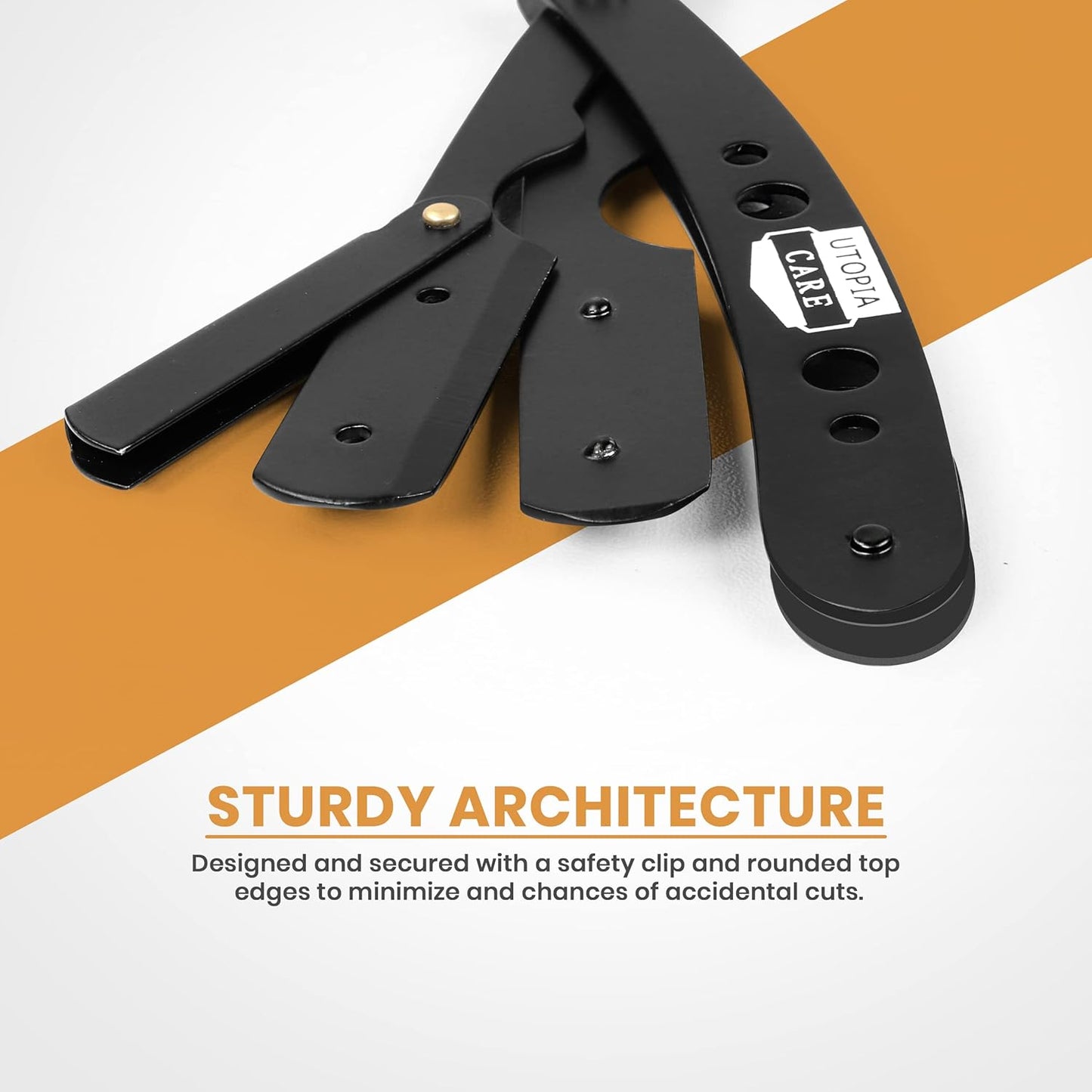 Professional Straight Razor for Men, Barber Straight Edge Razor Safety with 100 Pack Blades, Black