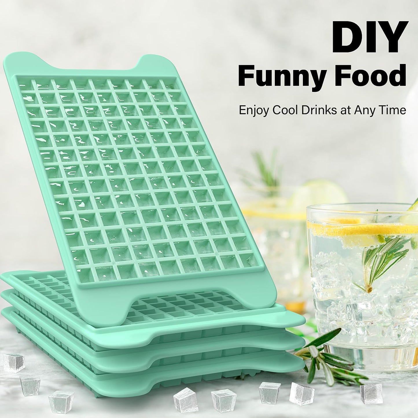 Mini Ice Cube Tray for Freezer: Small Ice Trays for Freezer with Bin - 117×4PCS Easy Release Nugget Ice Tray - Crushed Ice Tray with Container
