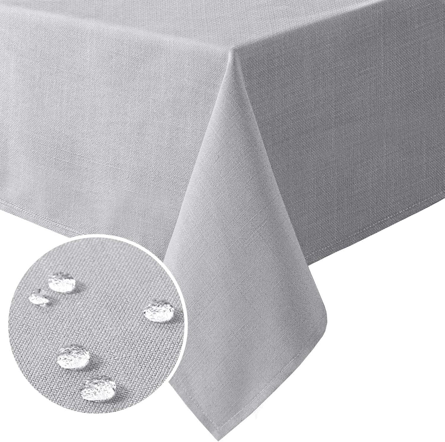 Linen Textured Table Cloths 54 X 54 Inch Premium Solid Tablecloth Spill-Proof Waterproof Table Cover for Dining Buffet Feature Extra Soft and Thick Fabric Wrinkle Free, Grey