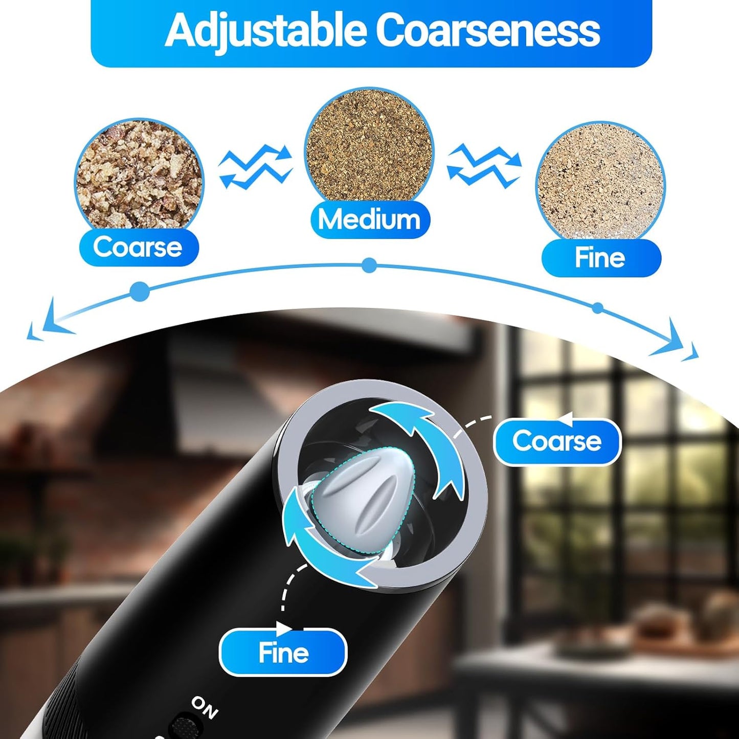 Rechargeable Electric Salt and Pepper Grinder Set with LED Light, Type-C Fast Charging, Adjustable Coarseness, Large Capacity for Kitchen, Restaurant, and Outdoor Use (2 Pack)